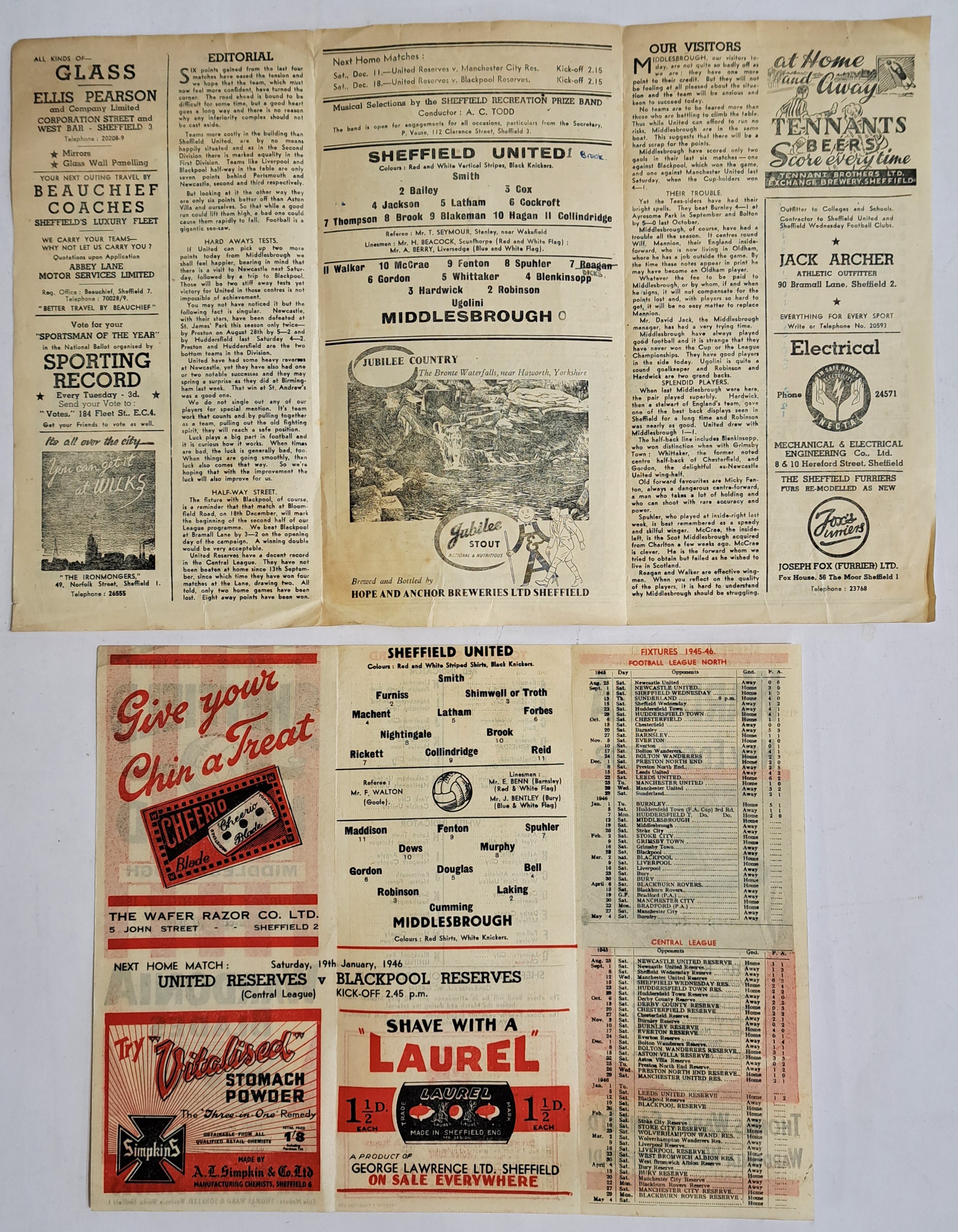 Sheffield United V Middlesbrough a group of Vintage 1940's Football Programmes - Image 3 of 11