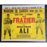 Boxing Memorabilia, a printed Poster depicting "Joe Frazier" and "Muhammad Ali"