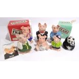 Complete Set of Wade NatWest Pigs with Panda & Baby Ceramic Piggy Banks, a boxed & unboxed group