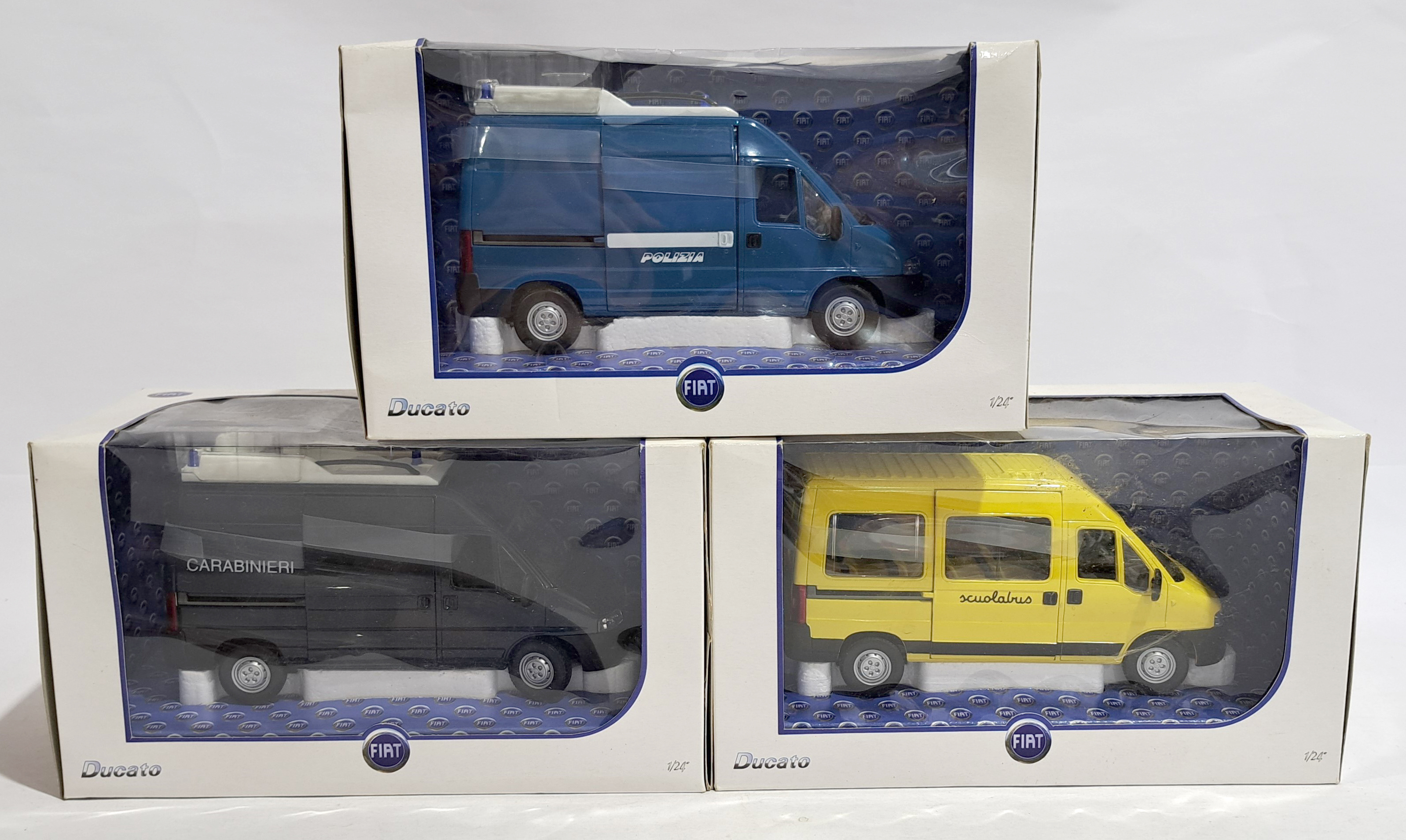 Norev Fiat Ducato 1:24 scale Police Emergency Vehicles, a boxed group