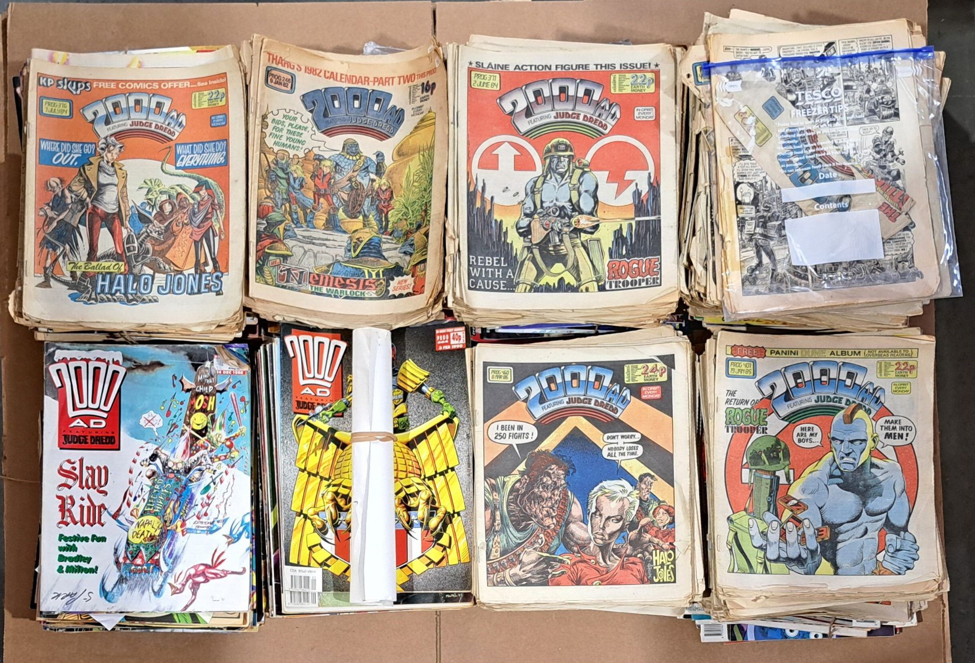 Large Quantity of 2000AD Judge Dredd UK Comics, First Appearances of D.R. & Quinch, Slaine & Halo...