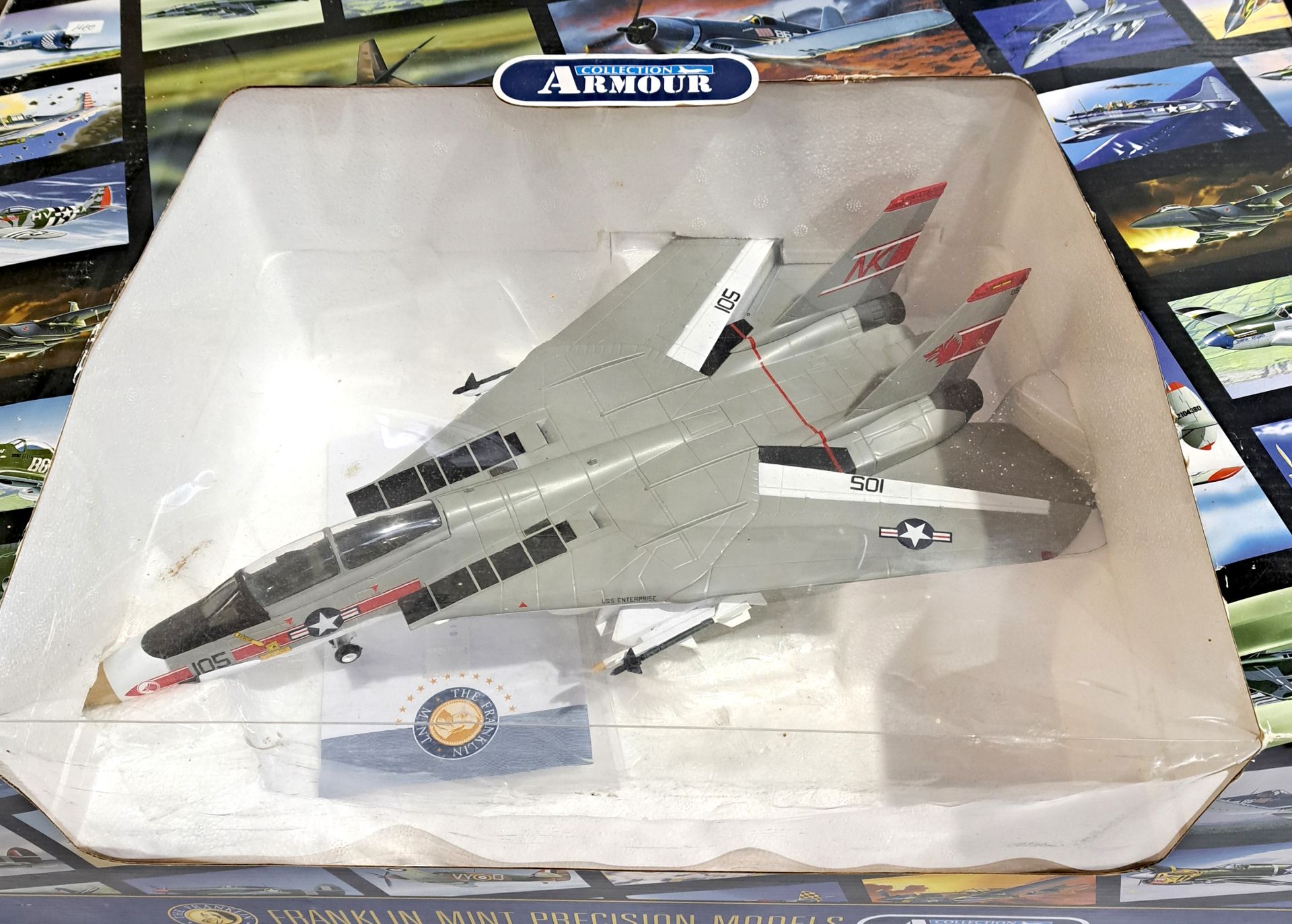 Franklin Mint  "Armour Collection", a boxed 1:48 scale B11B593 F14 Tomcat VF1 Wolfpack. - Image 2 of 2