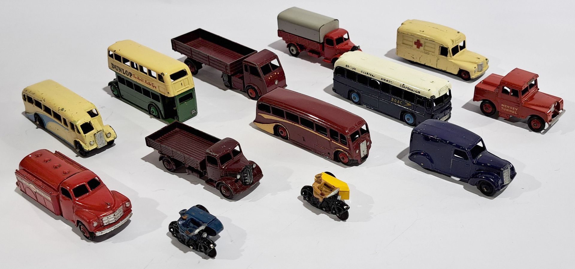 Dinky, an unboxed Bus, Coach, Motorcycle, Commercial & related group