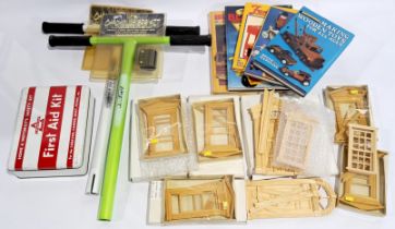 Wooden Model Making Books & Wooden Doll House Parts, a boxed & unboxed group