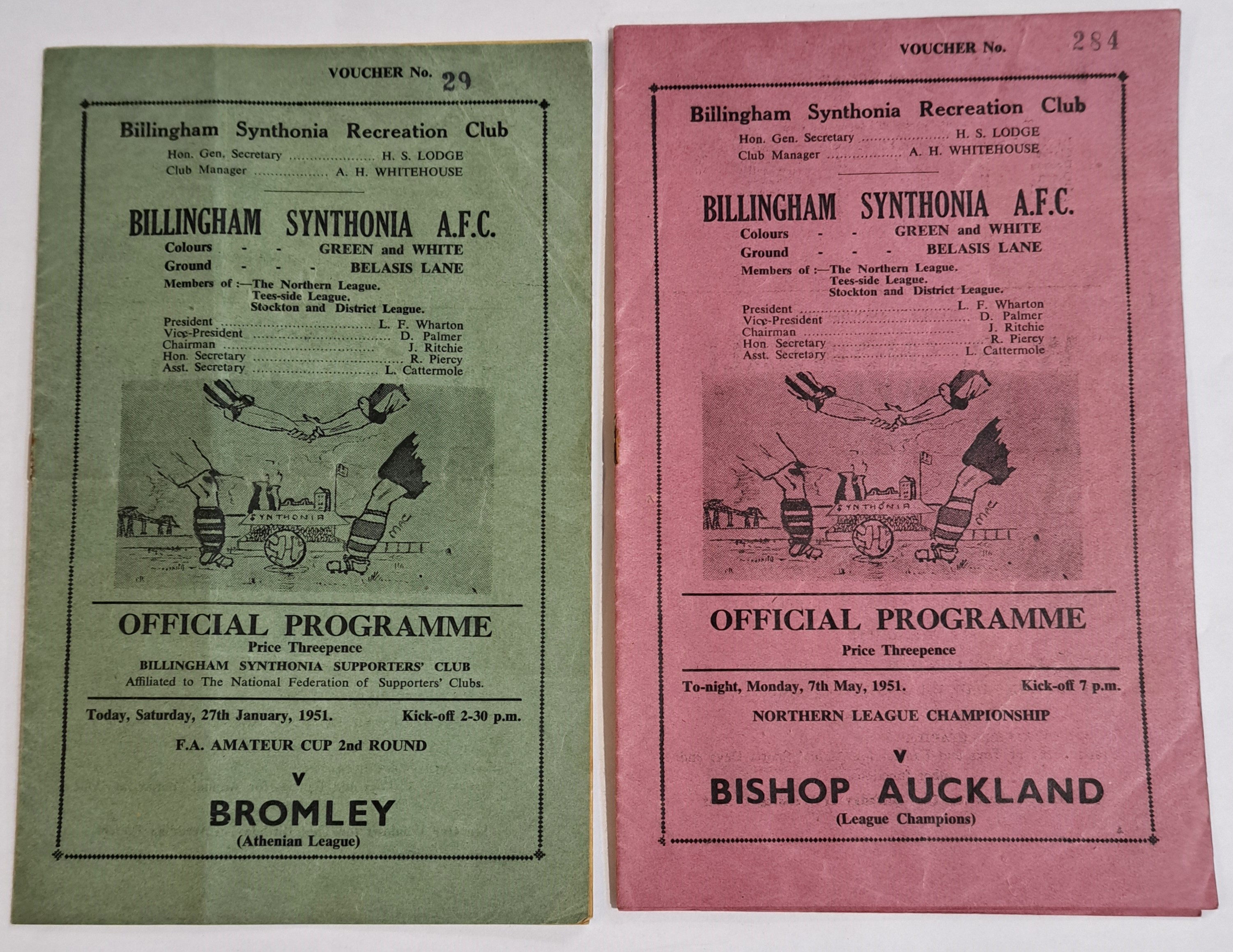 Amateur Football Vintage early 1950's Programmes