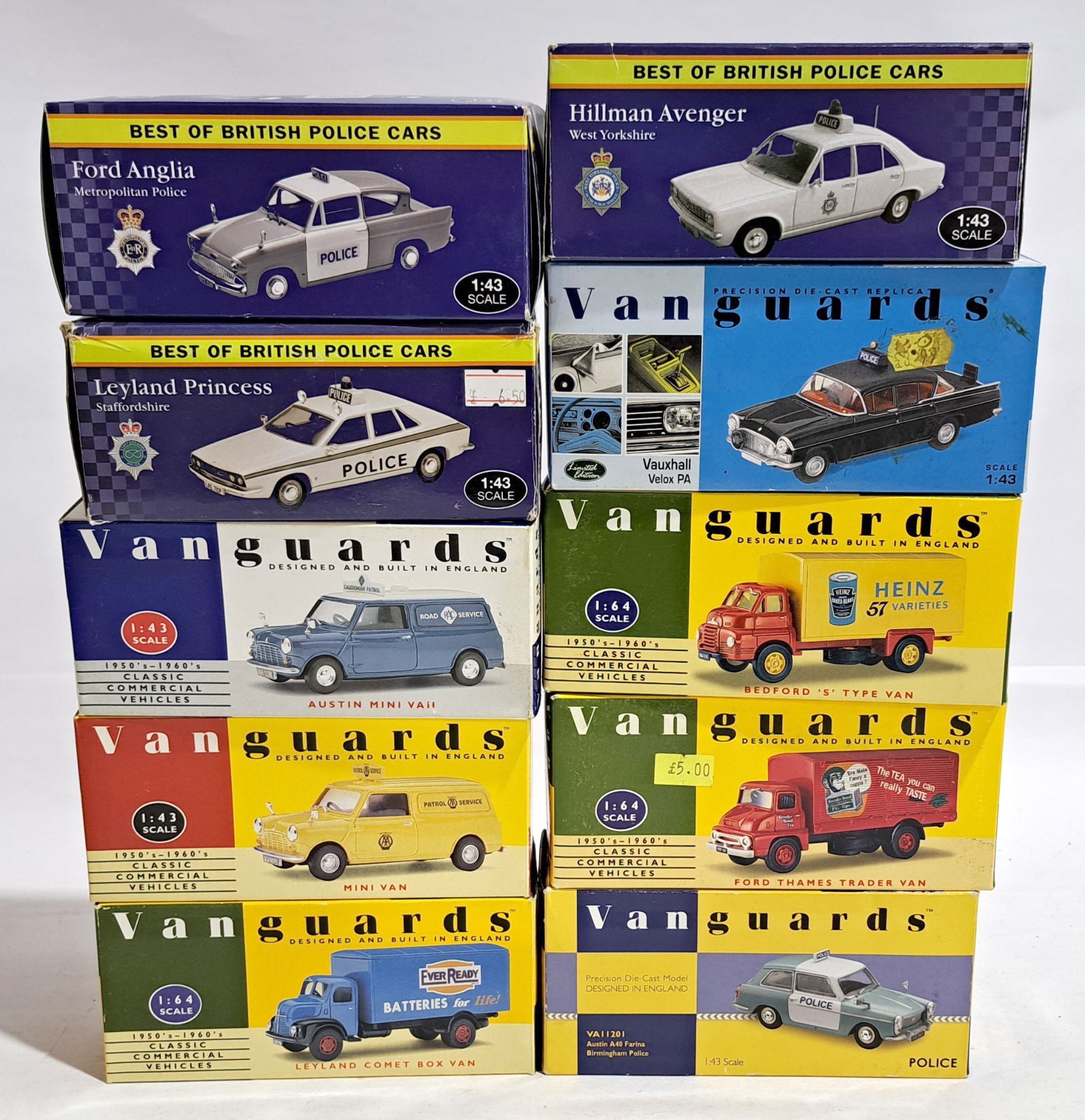 Vanguards & similar, Commercial, Police & similar, a boxed group