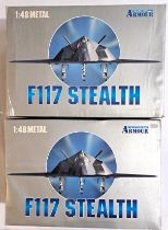 Franklin Mint  "Armour Collection", a boxed pair of 1:48 scaleF117 Stealth Fighter Jets