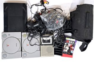 Vintage/Retro Gaming. PlayStation, an unboxed group of Consoles
