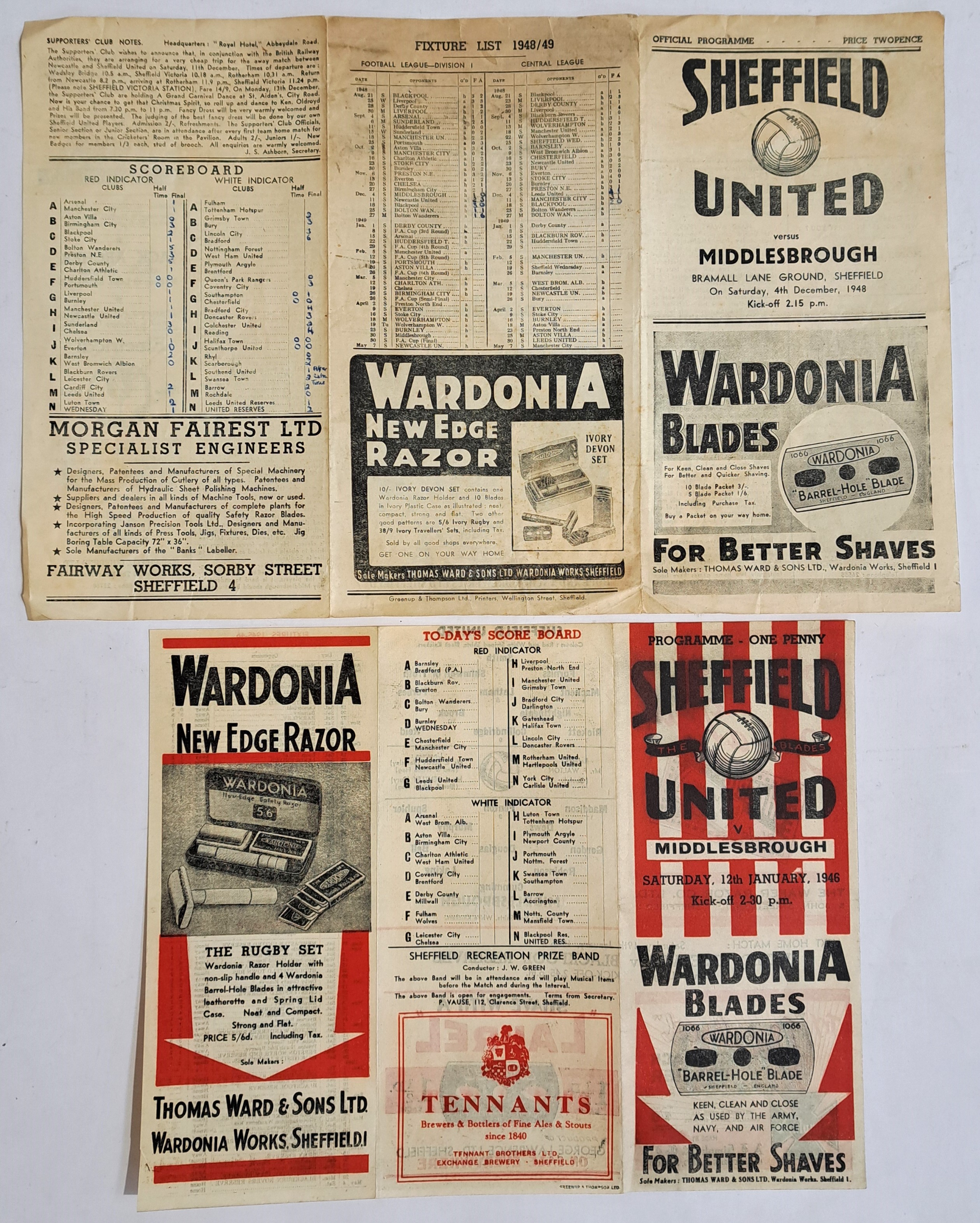 Sheffield United V Middlesbrough a group of Vintage 1940's Football Programmes - Image 4 of 11