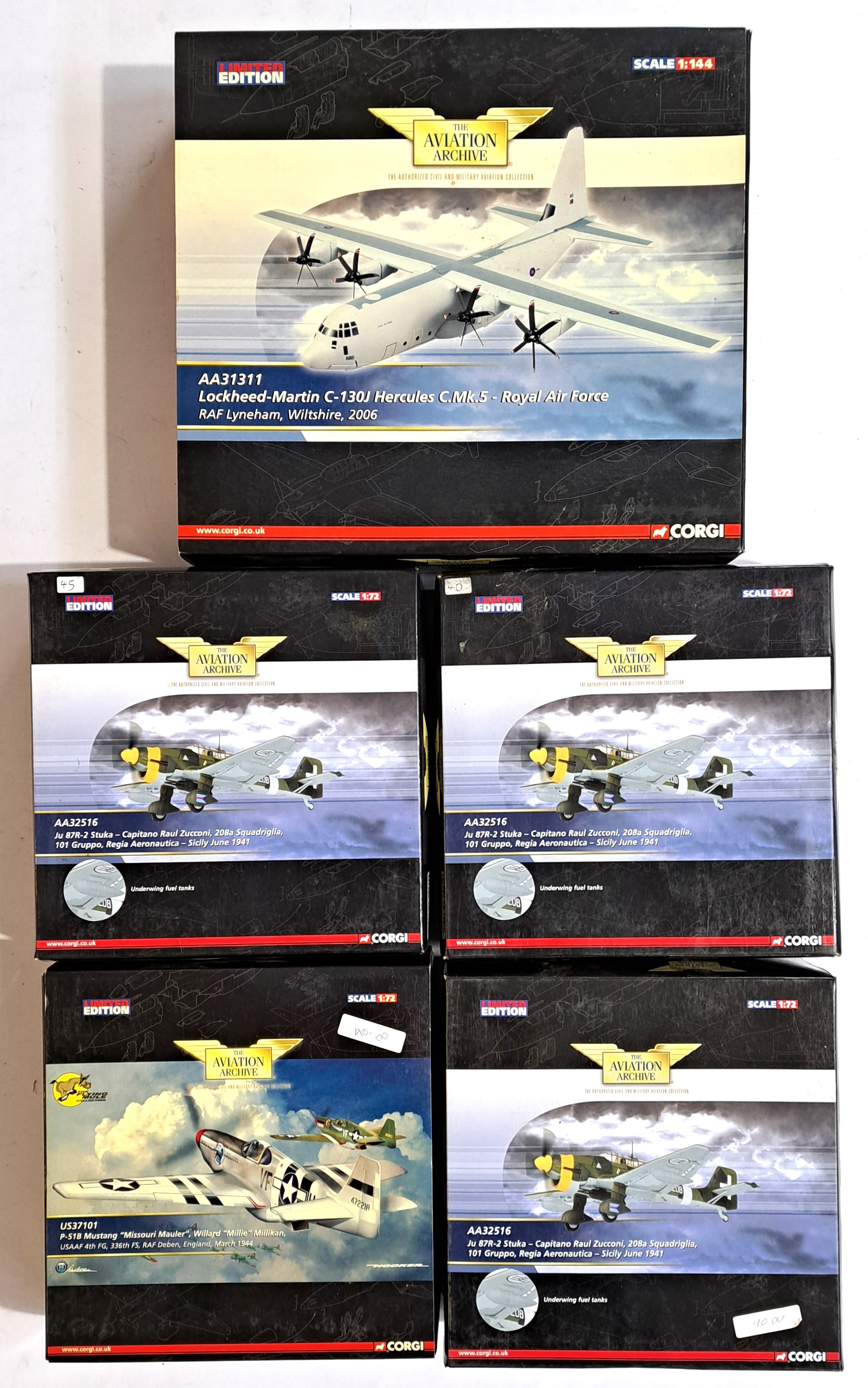 Corgi "Aviation Archive" a boxed group of 1:72 & 1:144 scale military aircraft
