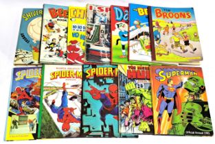 Quantity of Spider-man & related, Beezer & related UK Comic Hardback Annuals 1978 to 1999