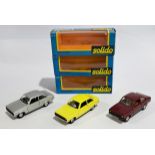 Solido Ford Escort, Silver Yellow & Burgundy, a boxed 1:43 group