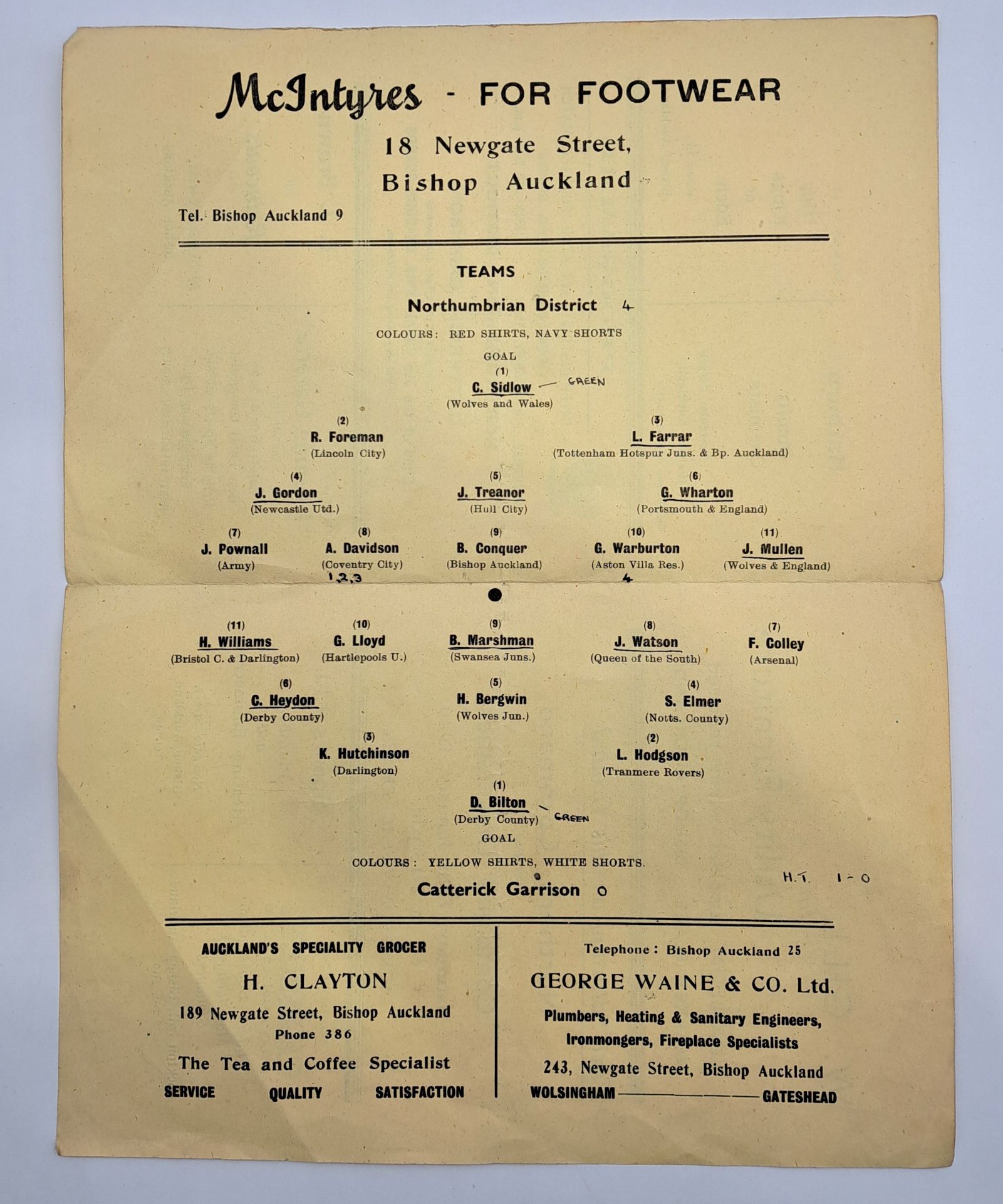 Bishop Auckland early 1940's Football Programme. An Inter District All-Star Football - Image 3 of 3