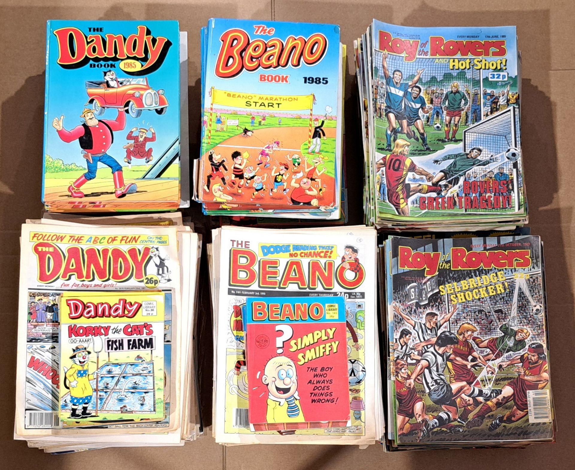 Large Quantity of Dandy, Beano & Roy of the Rovers Comics & Annuals 1985 to 1992