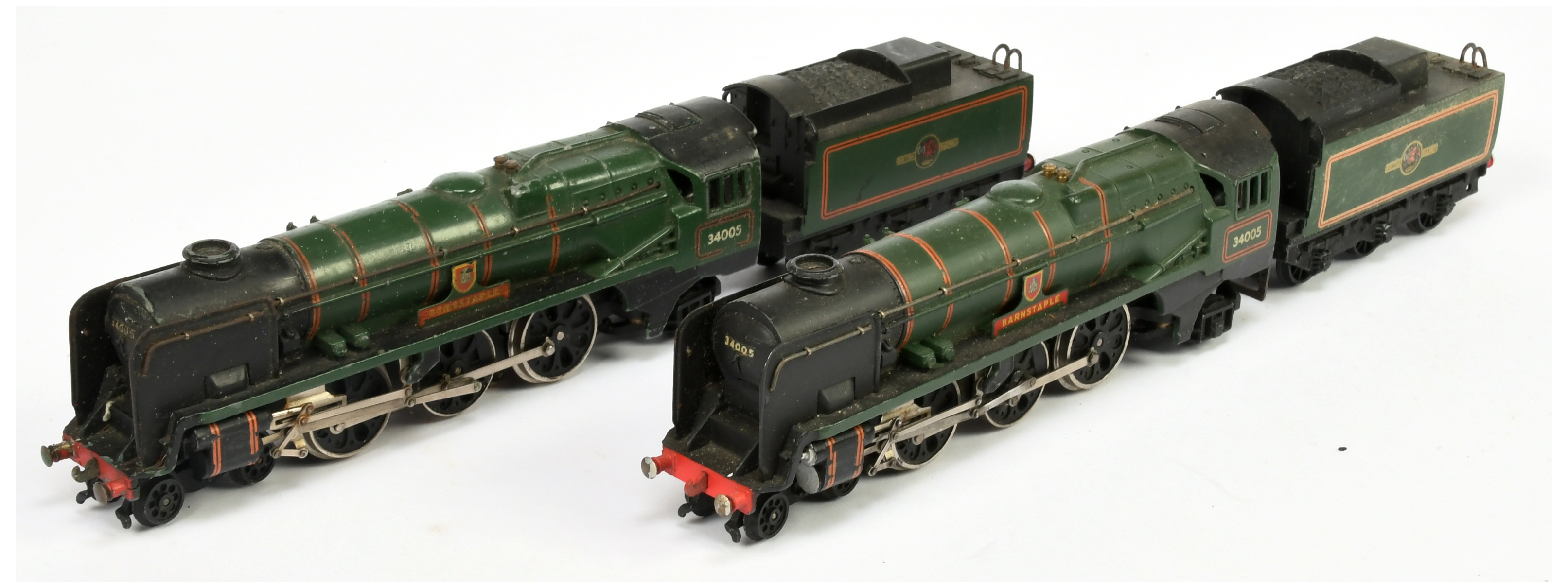 Hornby Dublo 3-rail pair of BR 4-6-2 West Country Class Steam Locomotives No. 34005 "Barnstaple"