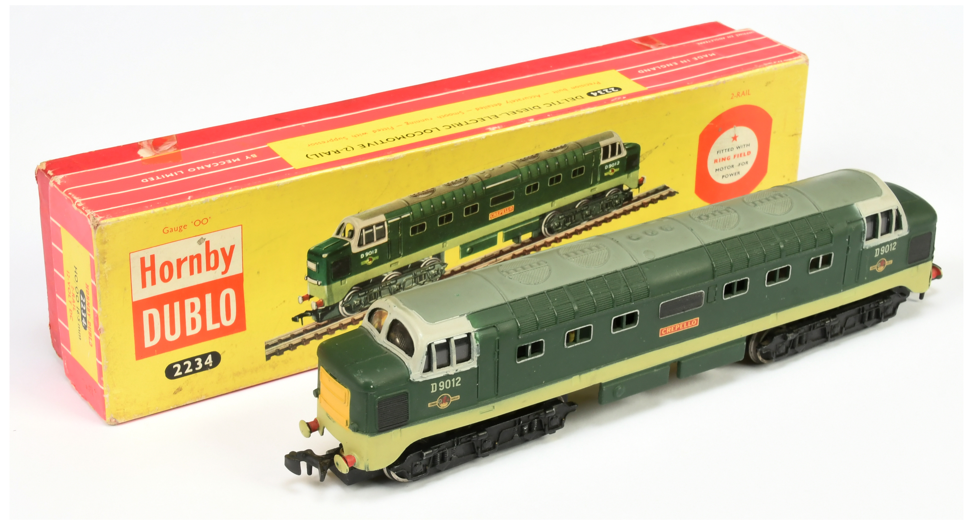 Hornby Dublo 3-rail 2234 Co-Co BR two-tone green Deltic Diesel Locomotive No. D9012 "Crepello" 