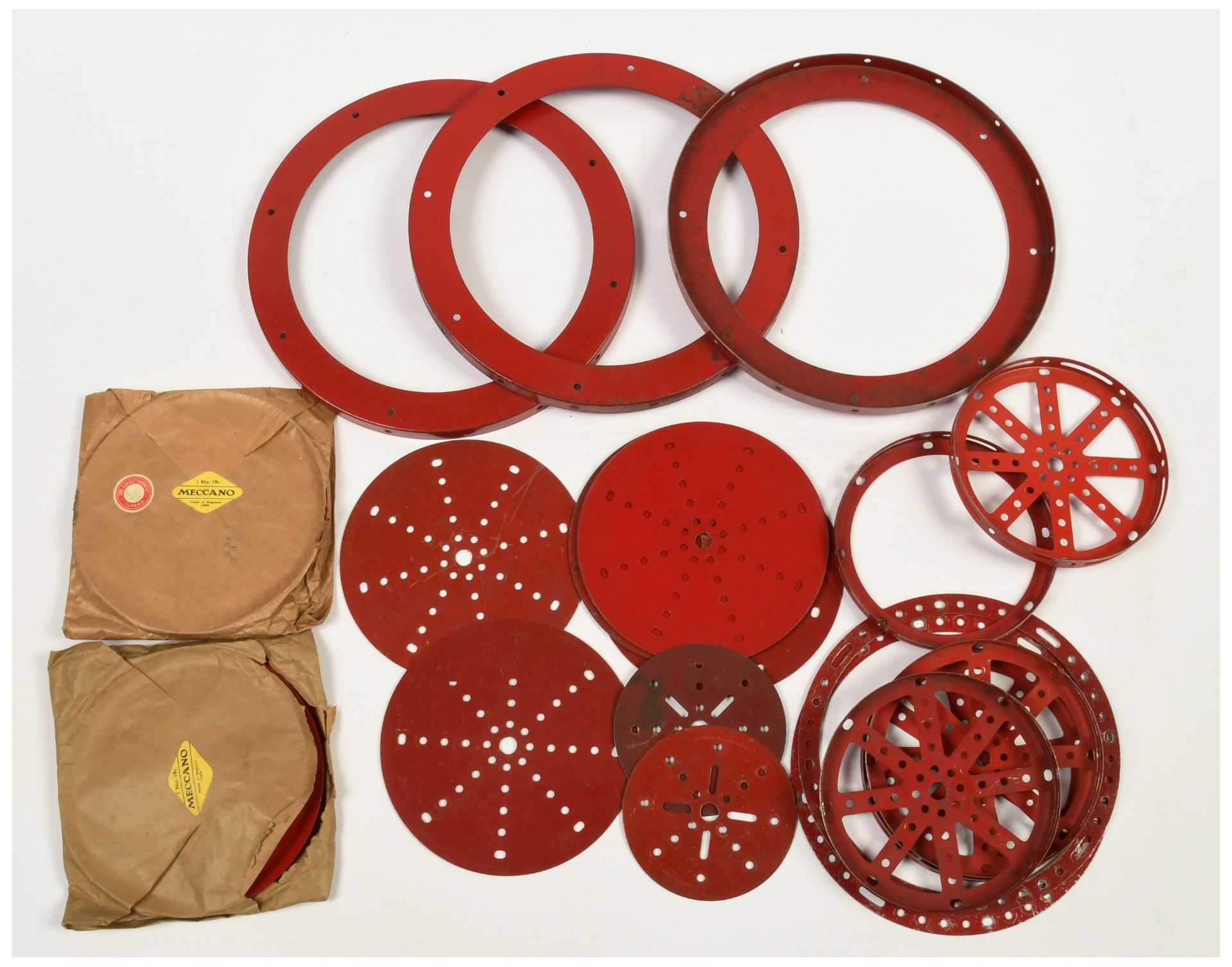 Meccano Circa 1950's Red Circular parts.
