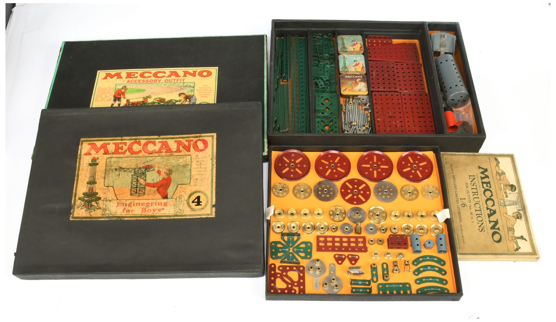 Meccano Pre war 1930's No.4 Set & No.5A Empty box. 
