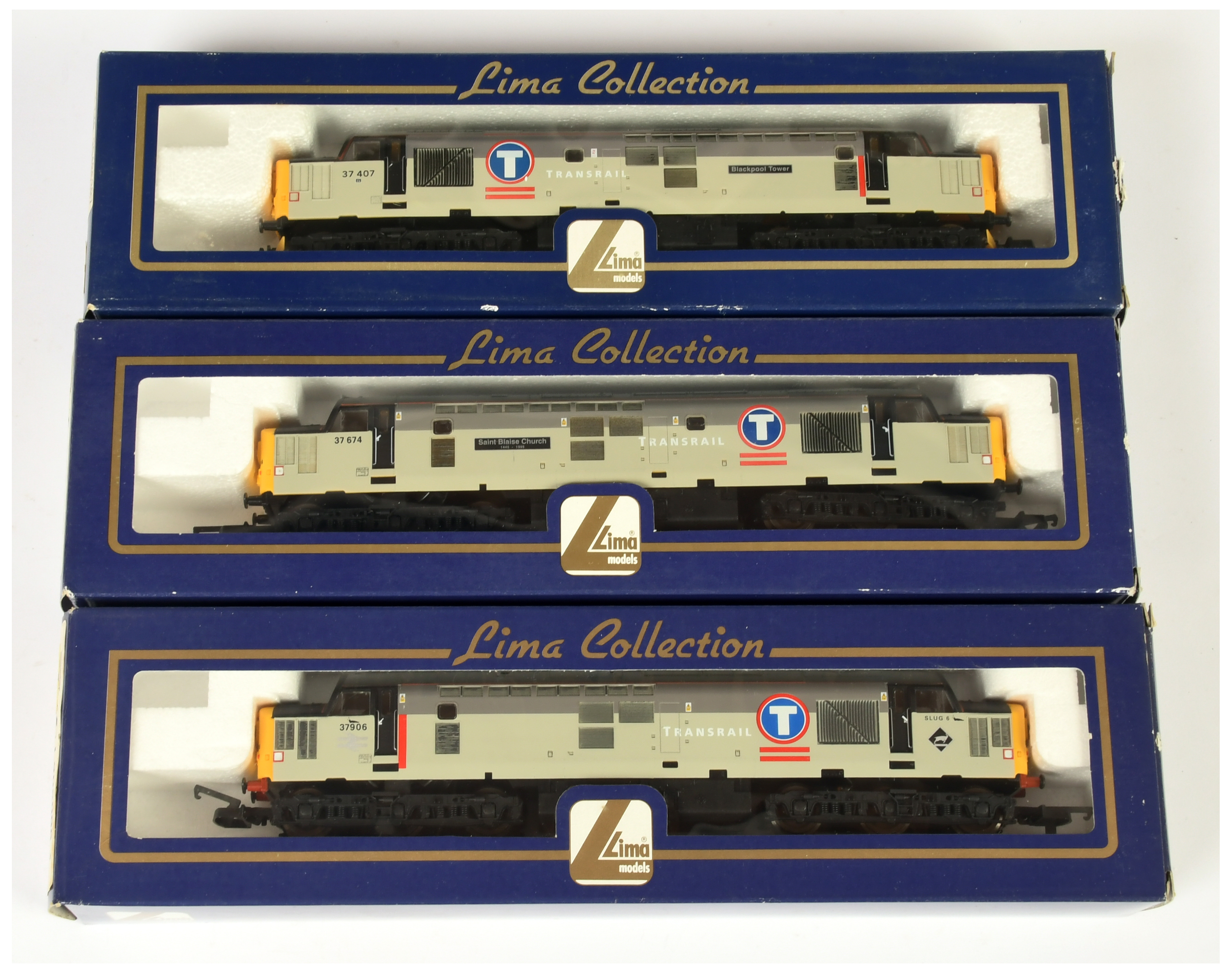 Lima OO Group of 3x Transrail Grey Class 37 Diesel loco's.