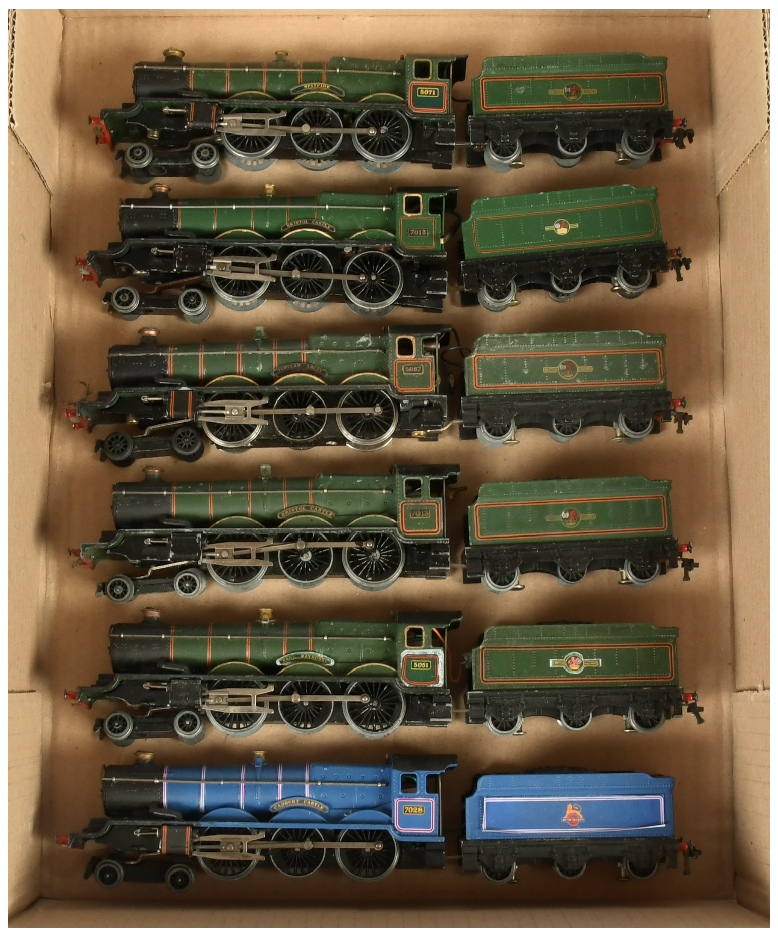 Hornby Dublo 3-rail group of original and repainted Castle Class Steam Locomotives