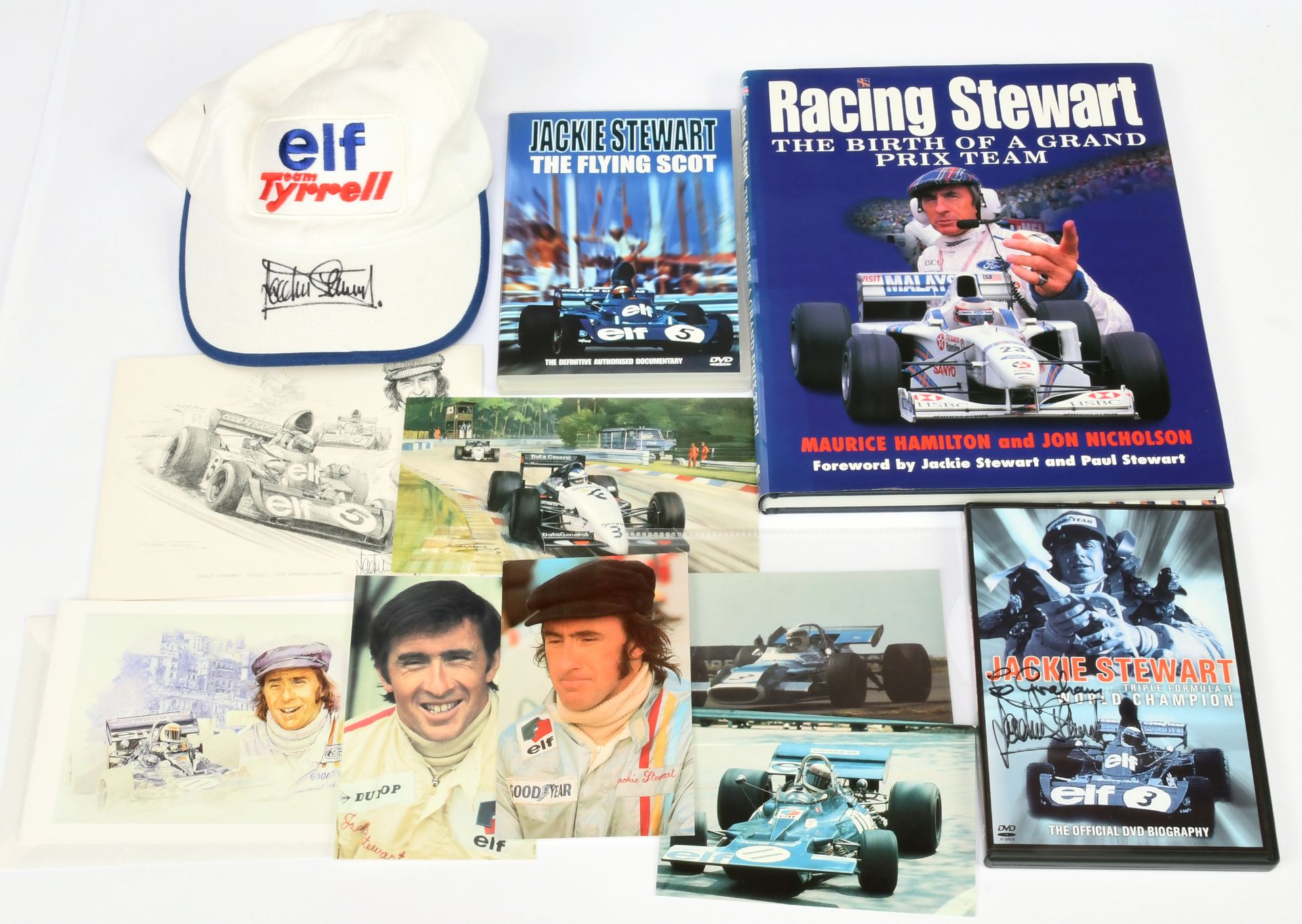 Group of Jackie Stewart signed items - also signed by Paul Stewar