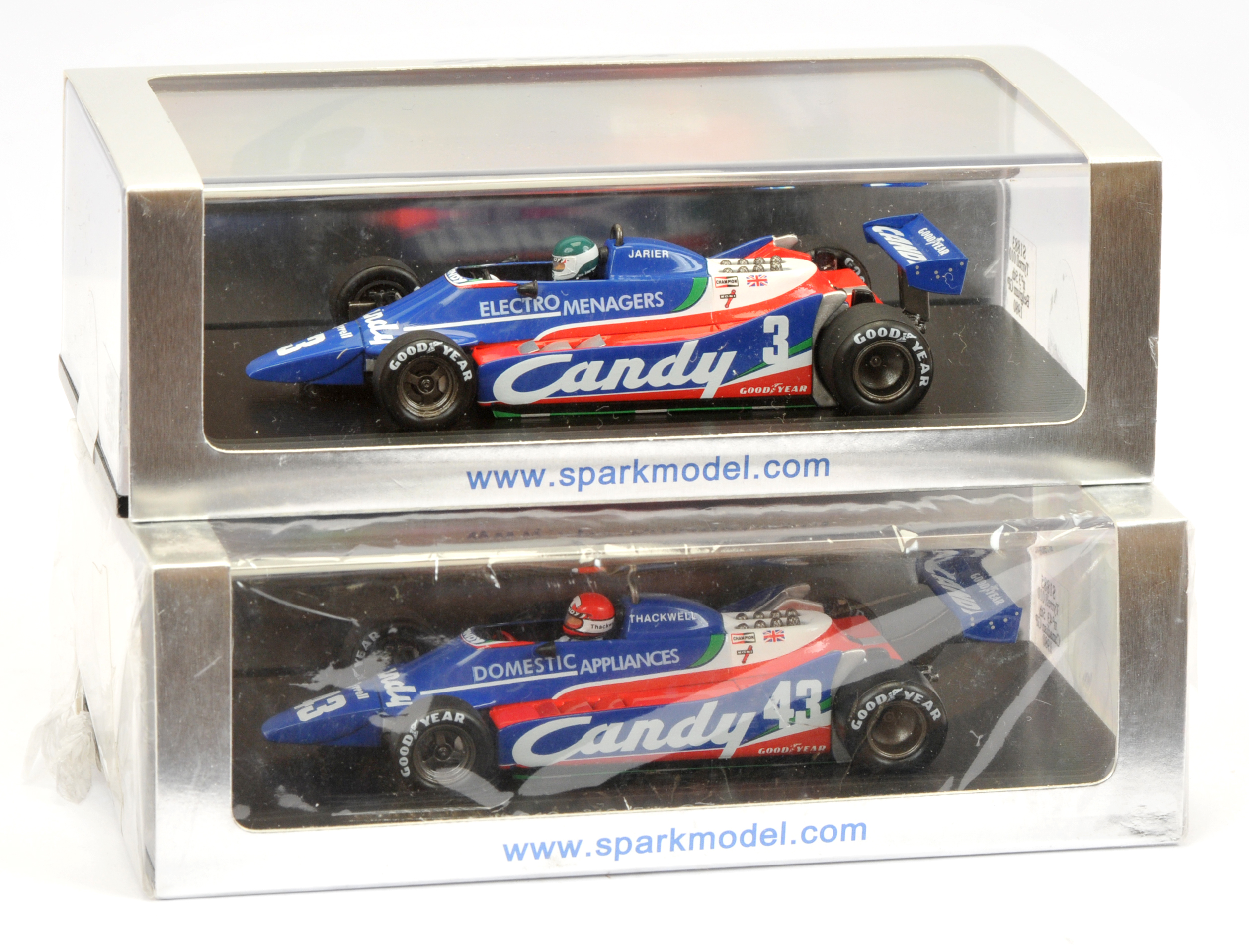 Pair of Spark racing models scale 1:43 S1883 Tyrrell 010 Belgium GP 1980