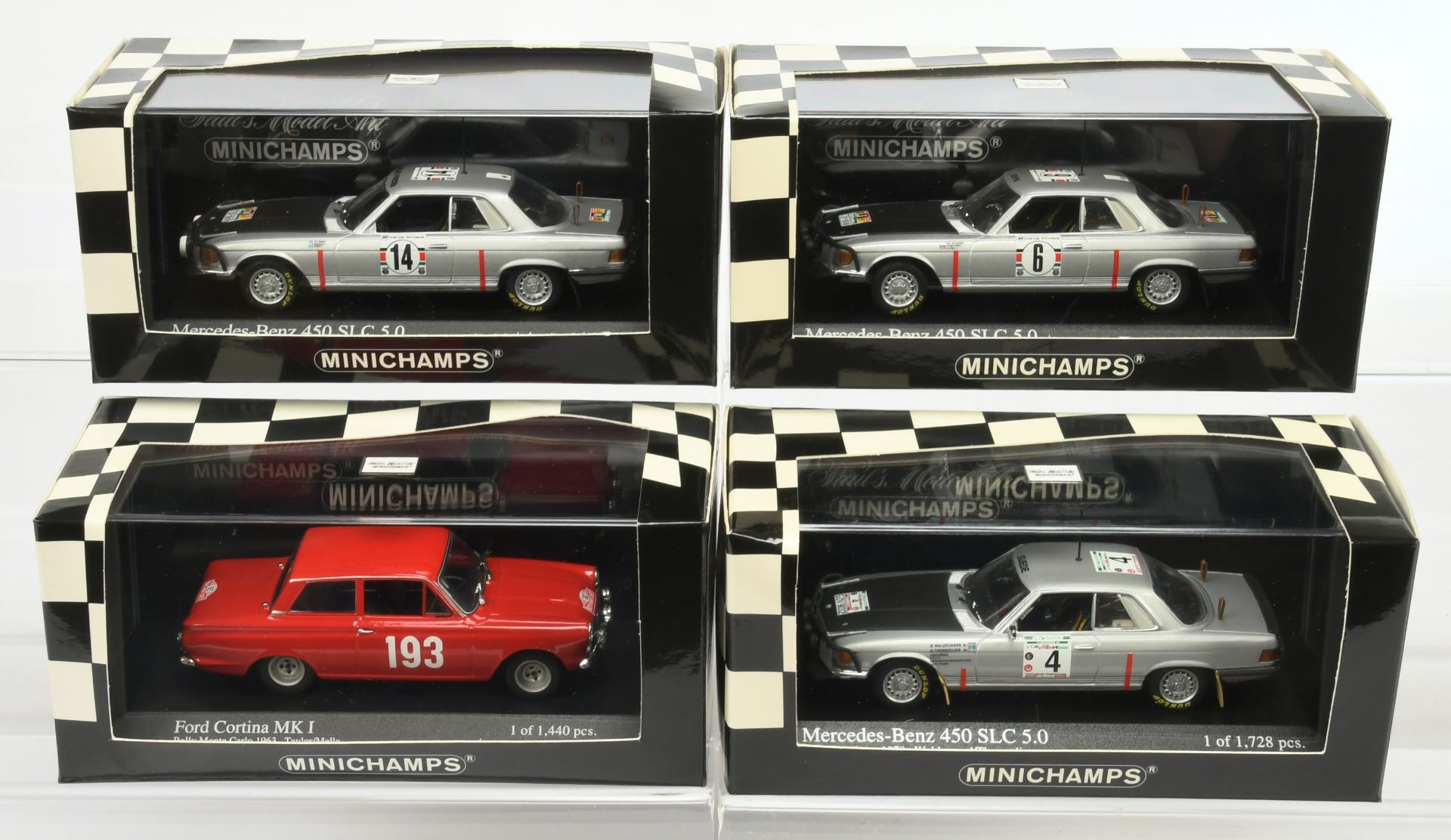 Group of Minichamps 793994, 638293  Mercedes-Benz  450 SLC 5.0 & Ford Cortina