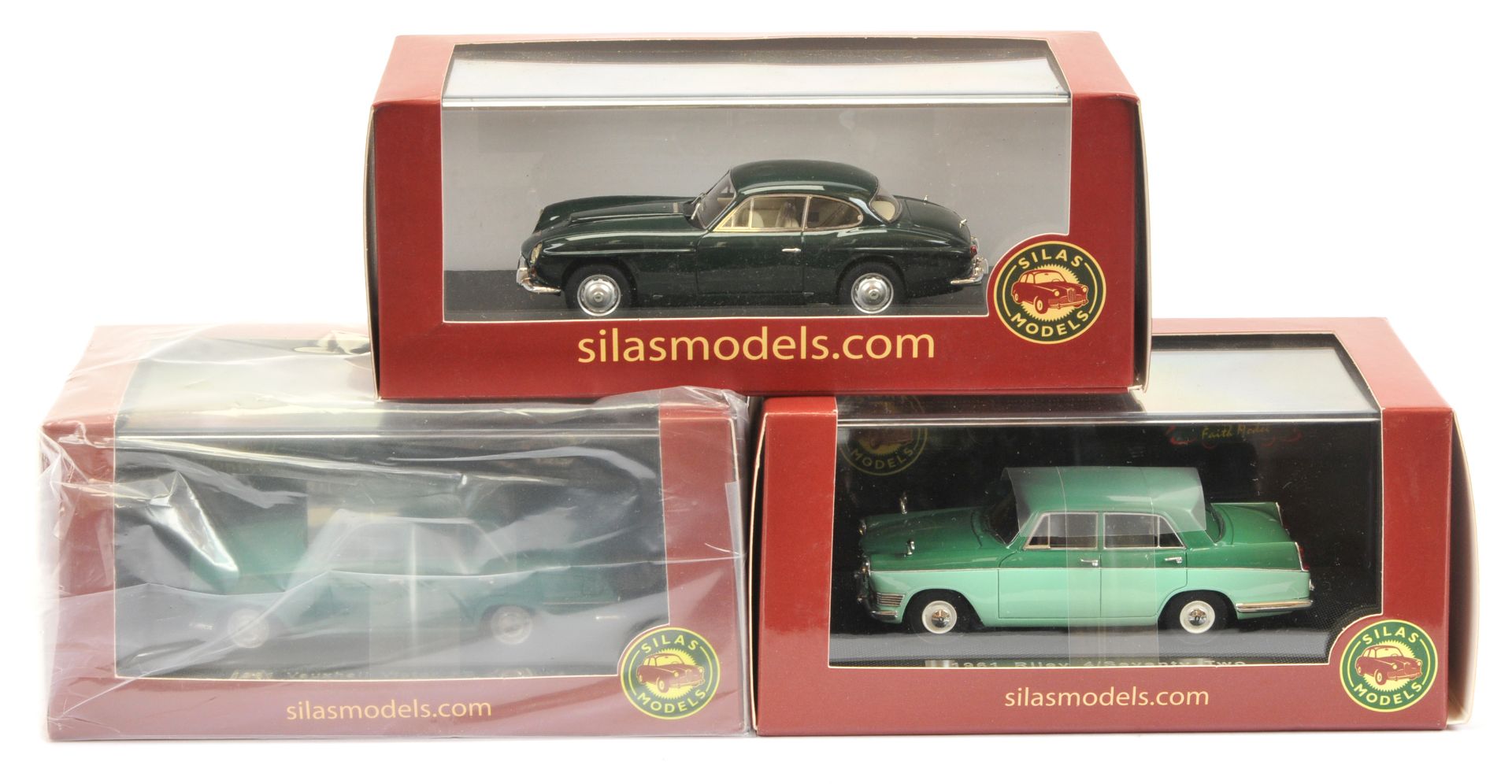 Silas Models group of cars including 1961 Riley 4/Seventy Two