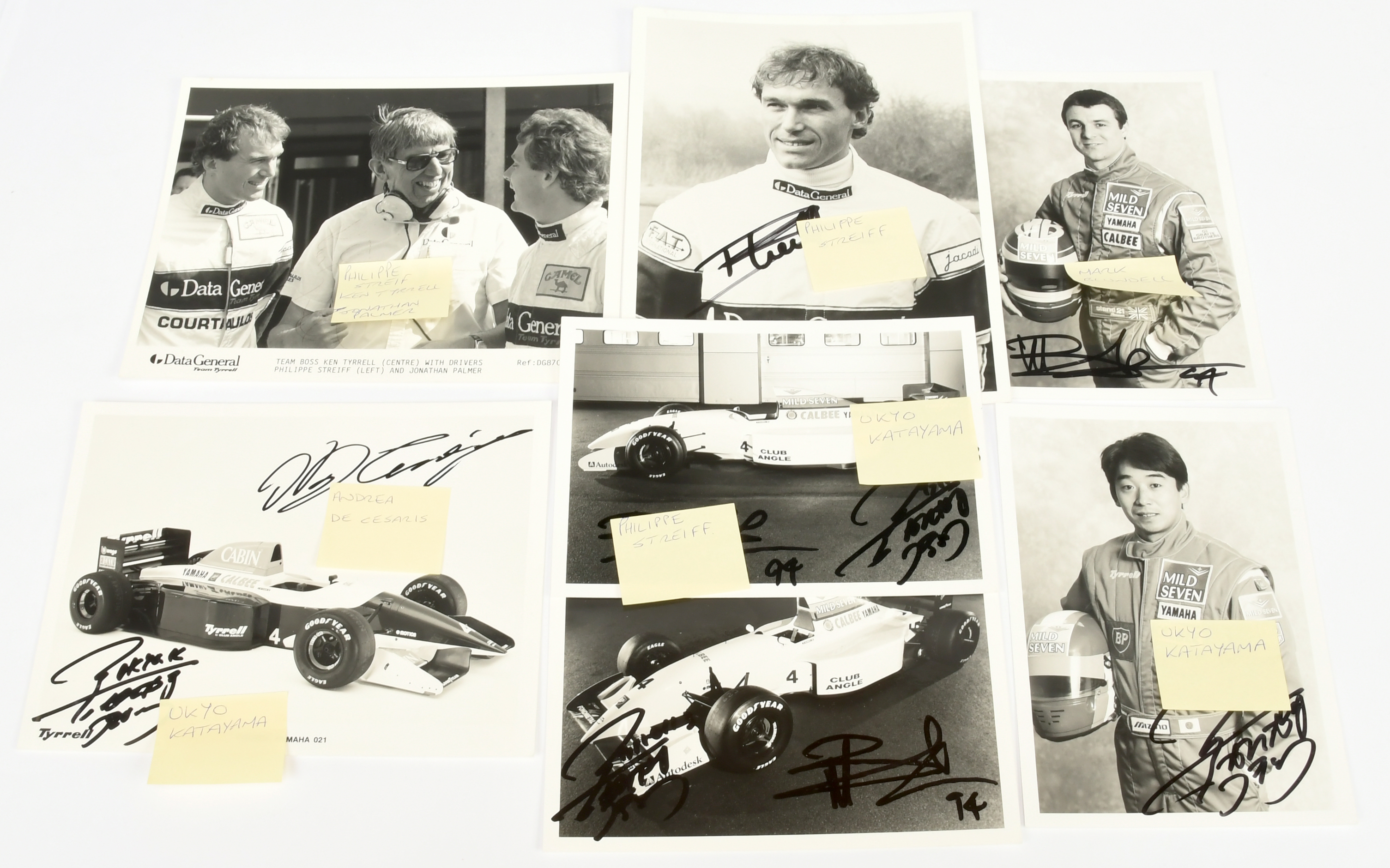 7 x Press release Monochrome photographs which signed by Mark Blundell