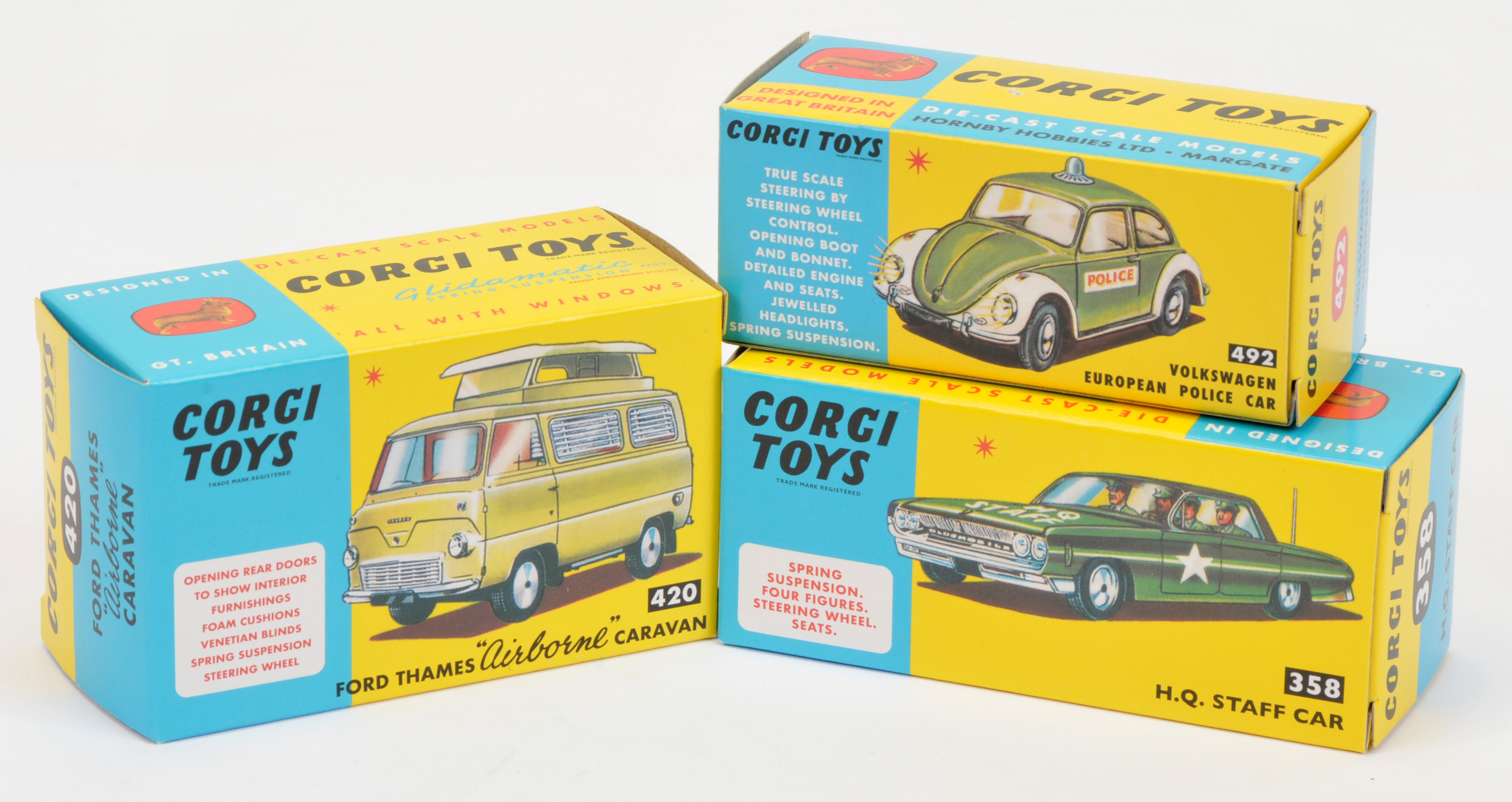Corgi Toys group of Re-Issues to include 358 HQ Staff car