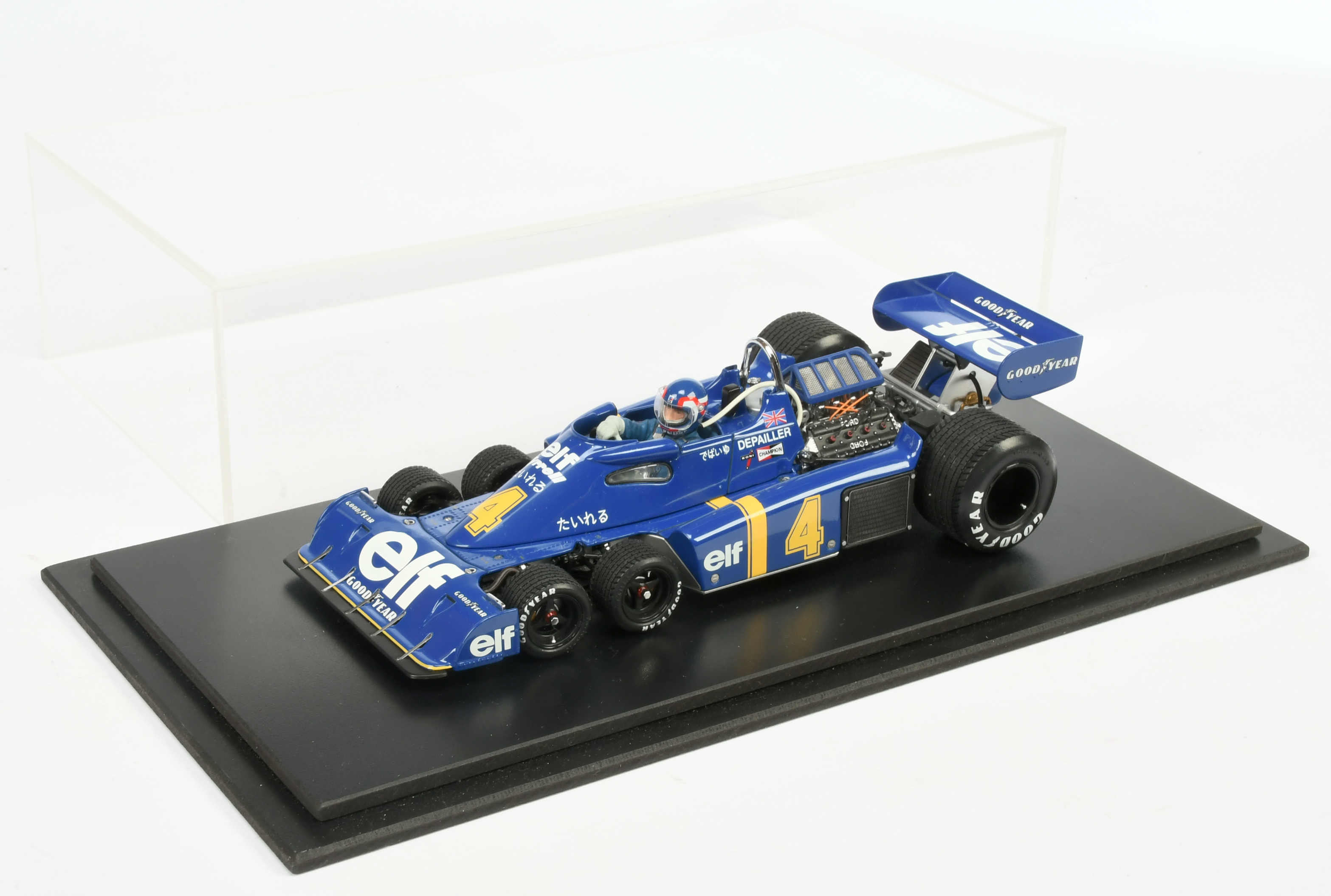 Exoto 1/18 scale model racing car - "Depailler elf Tyrrell" racing number 4 -