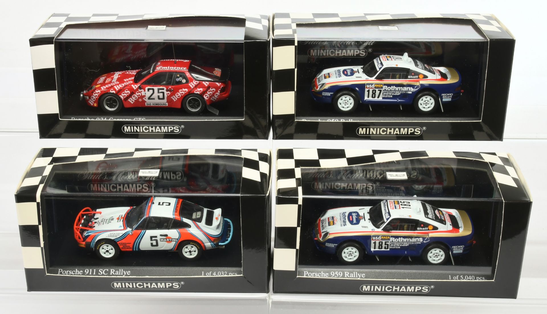 Group of Minichamps Porsche 959 Rally cars 