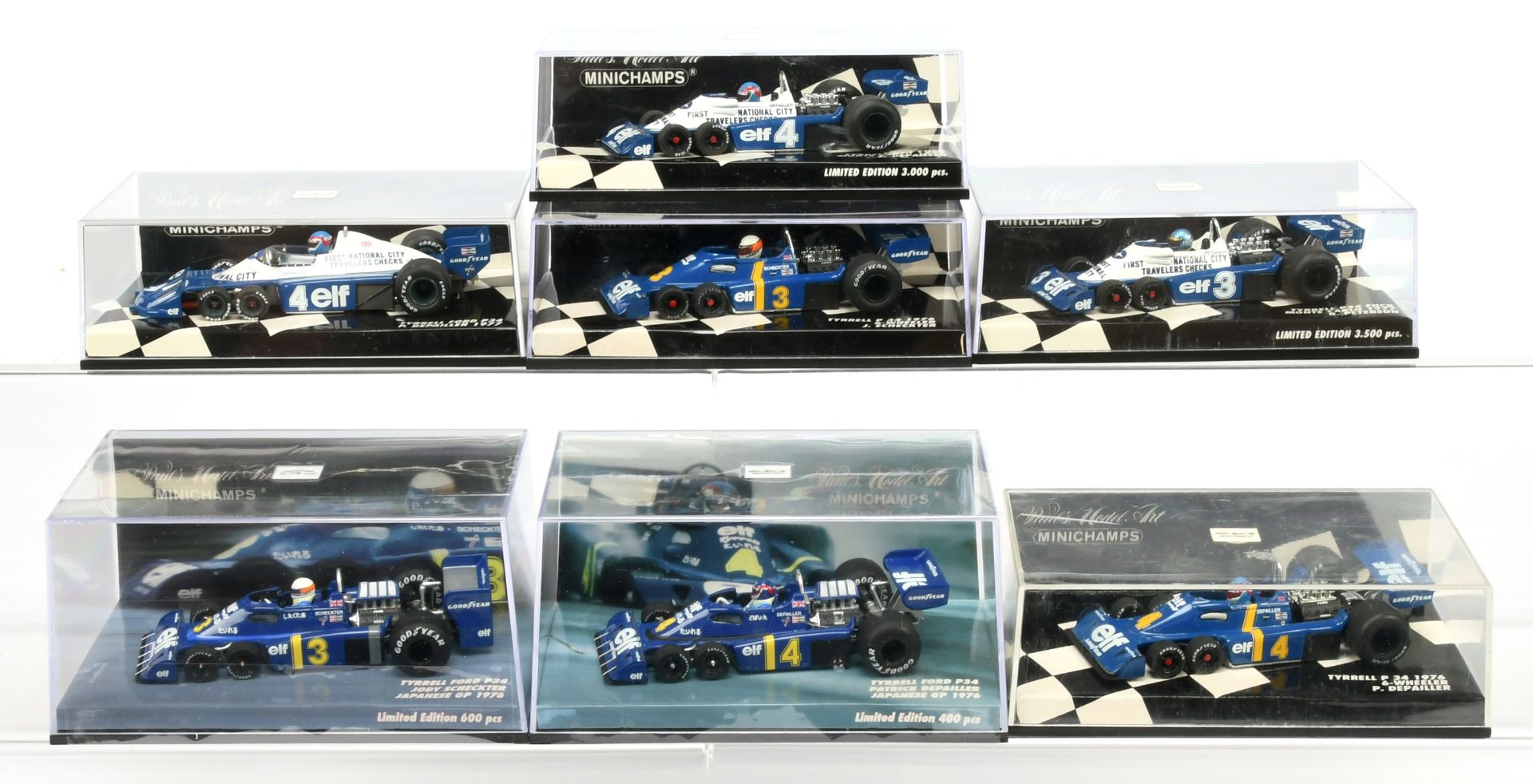 Group of Minichamps racing models to include Tyrrell Ford P34 P. Depailler 1977