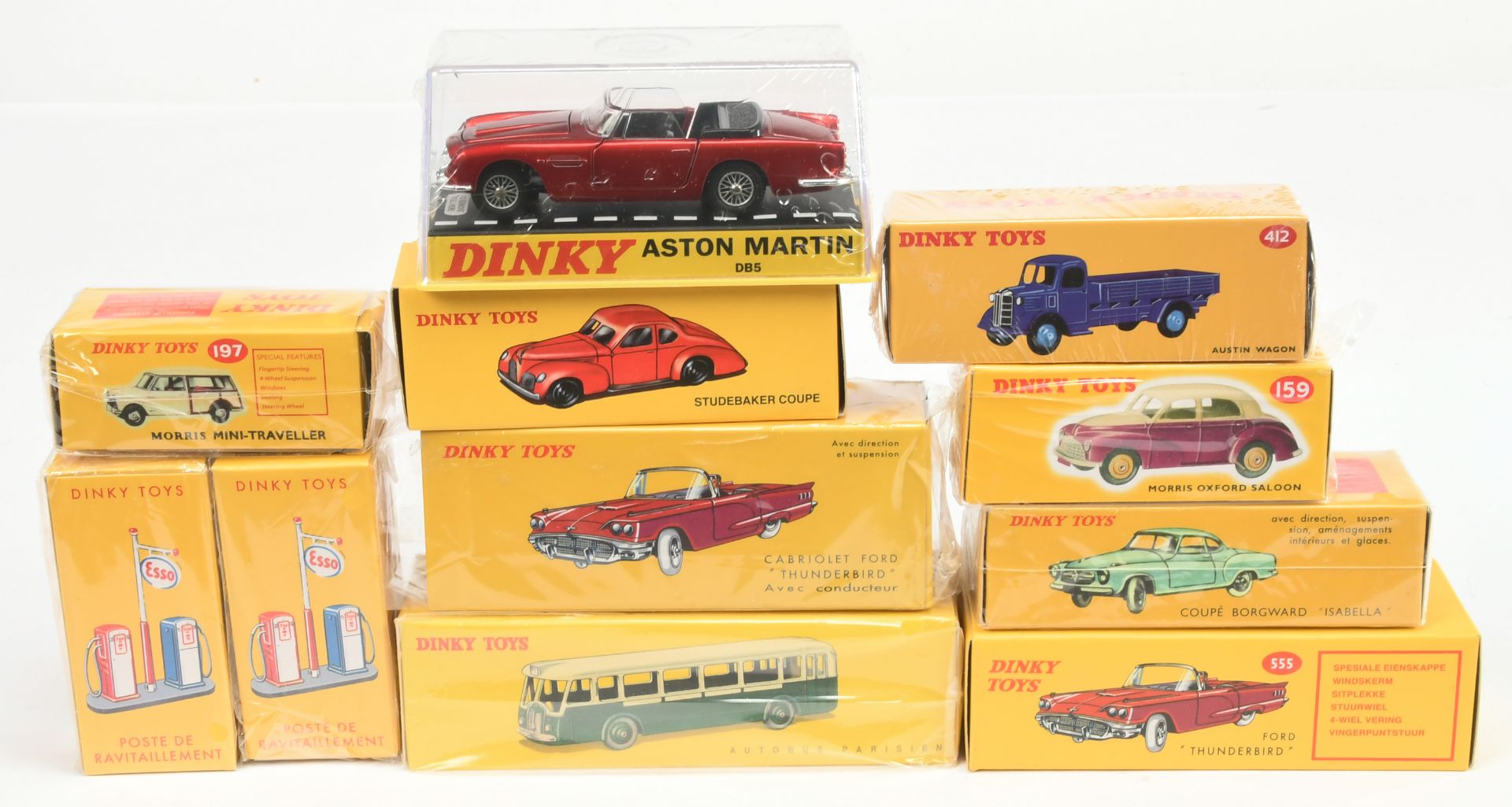 Dinky Toys (Atlas Editions) group of cars & Petrol stations 