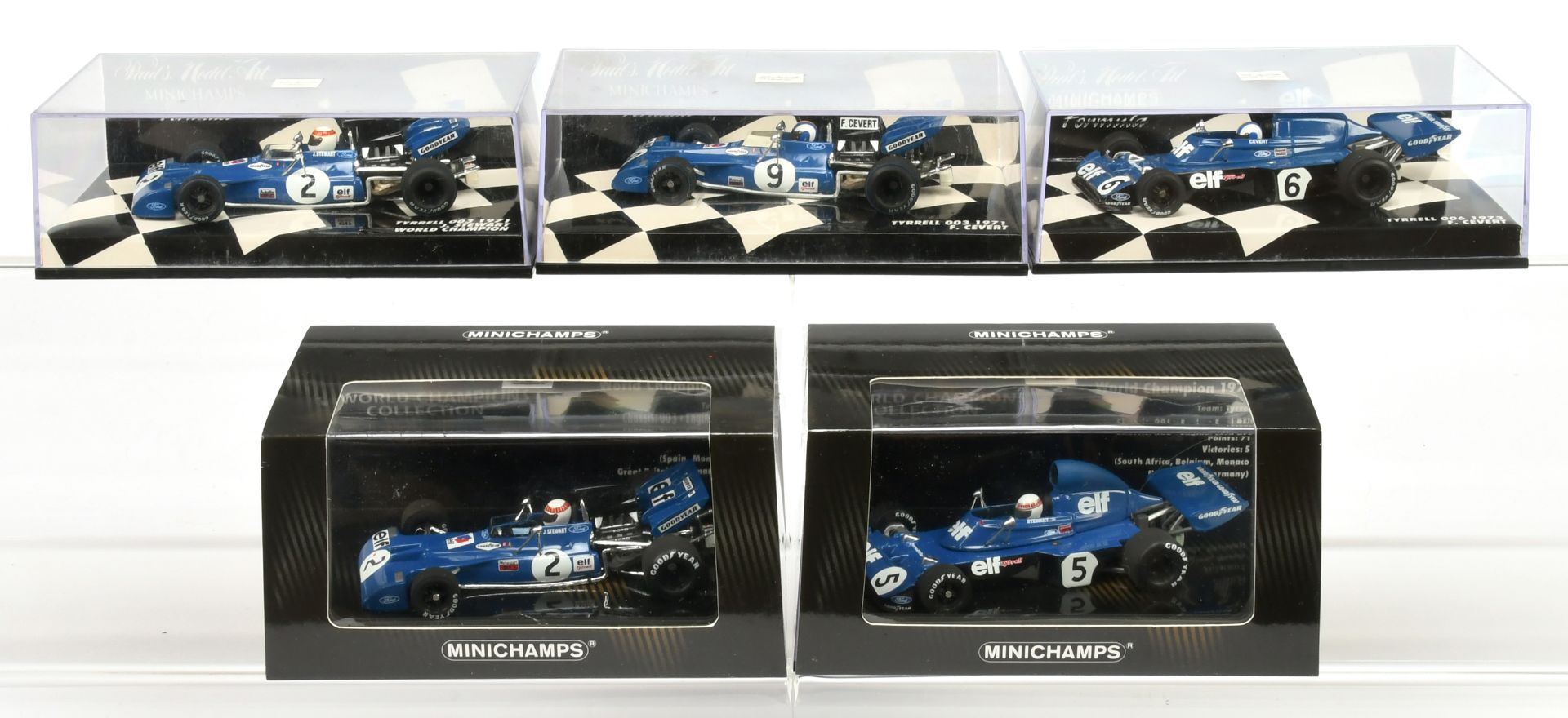 Group of Minichamps racing models to include Tyrrell 006 1973 F. Cevert