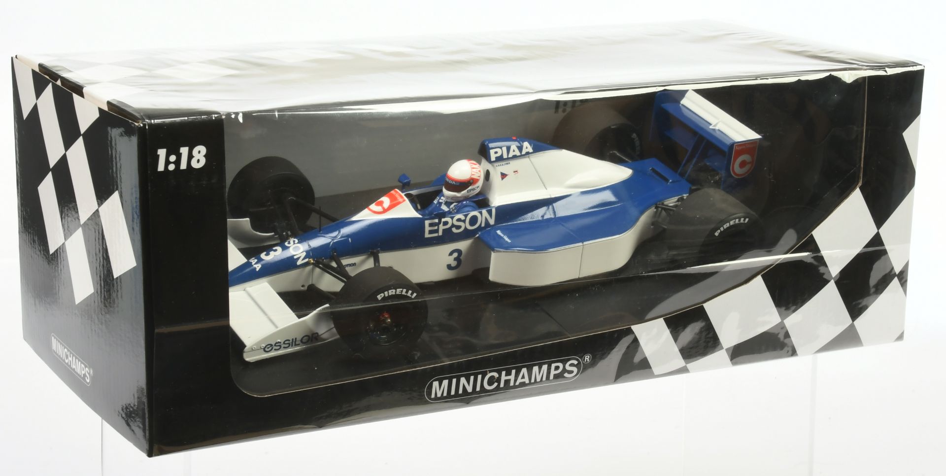 Minichamps 1:18 scale Tyrrell Ford 018 S. Nakajima 6th place, USA GP 1990 Limited Edition