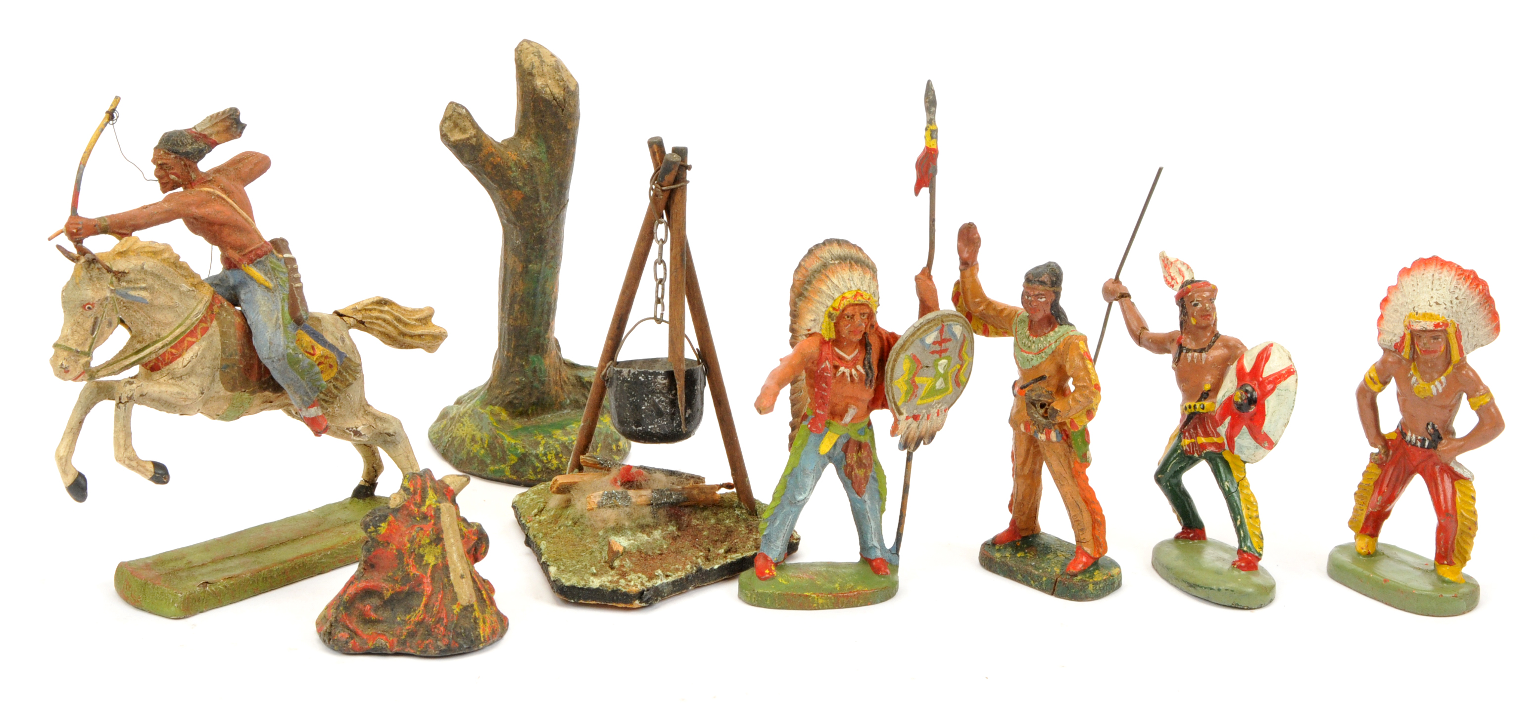 Elastolin & Leyla - A Group of 'Wild West' / 'Red Indian' Figures & Accessories