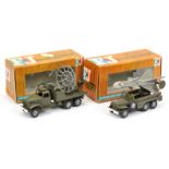 FJ Military a pair  - (1) Rocket lorry - Drab green with silver hubs and grey rocket,