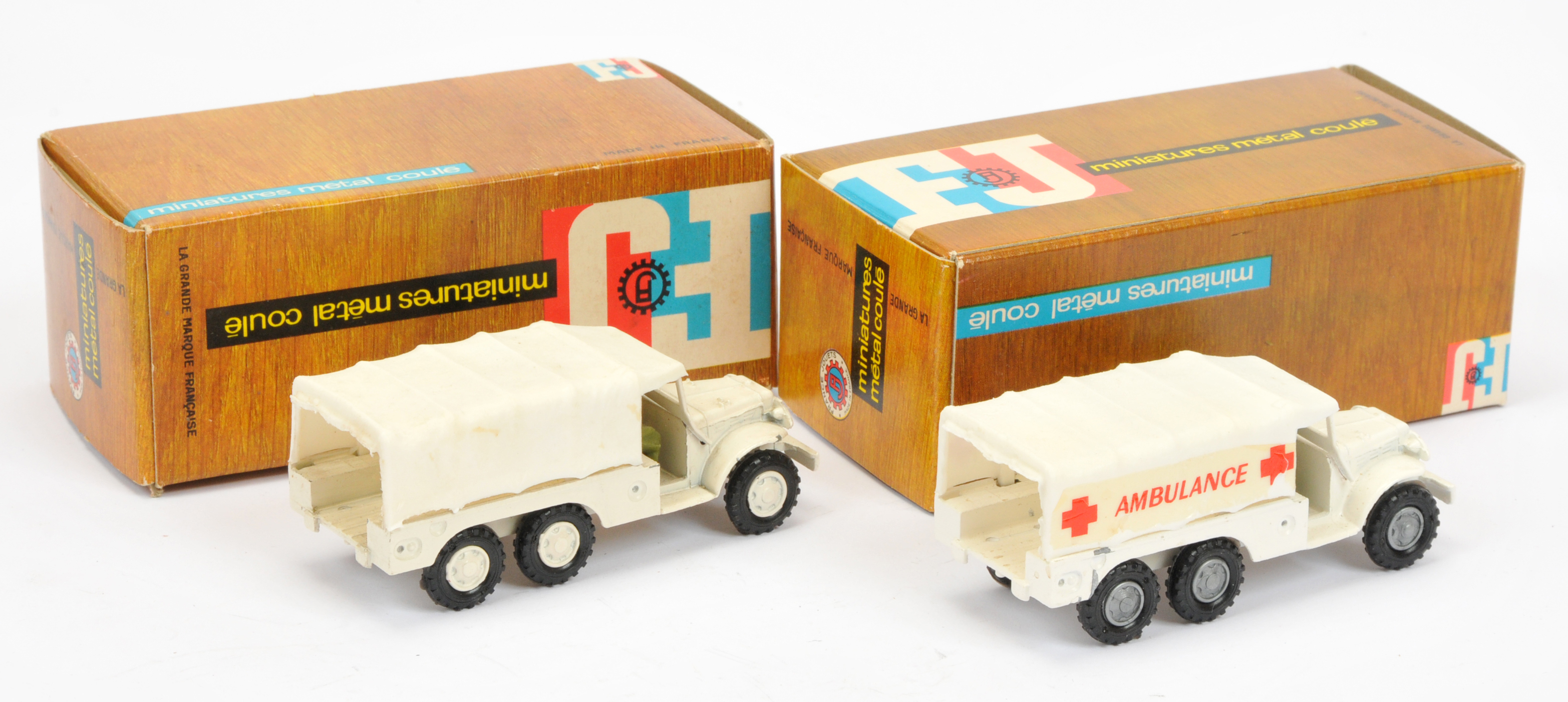 FJ Military a pair  - (1) GMC covered lorry - white including hubs and  (2) same but "Ambulance" - Image 2 of 2