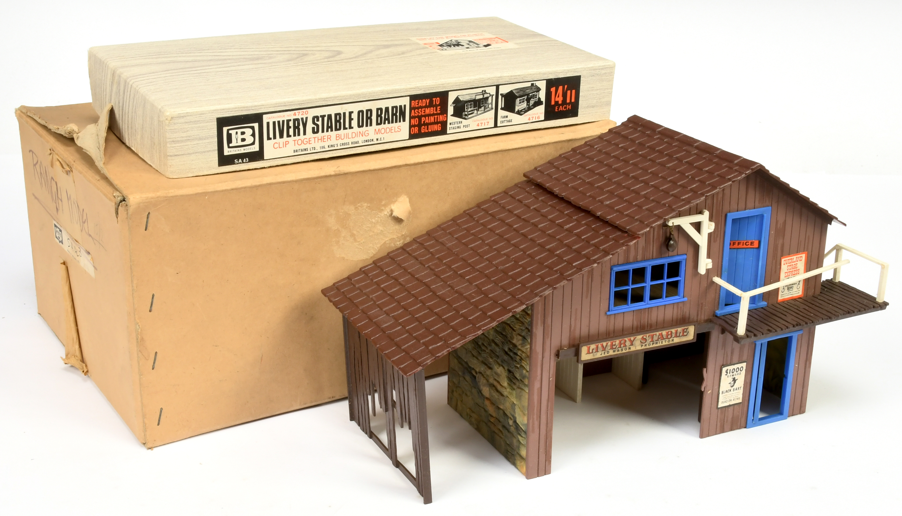 Britains - Wild West Make-Up Models - Comprising Cat. No. 4720 'Livery Stable or Barn'