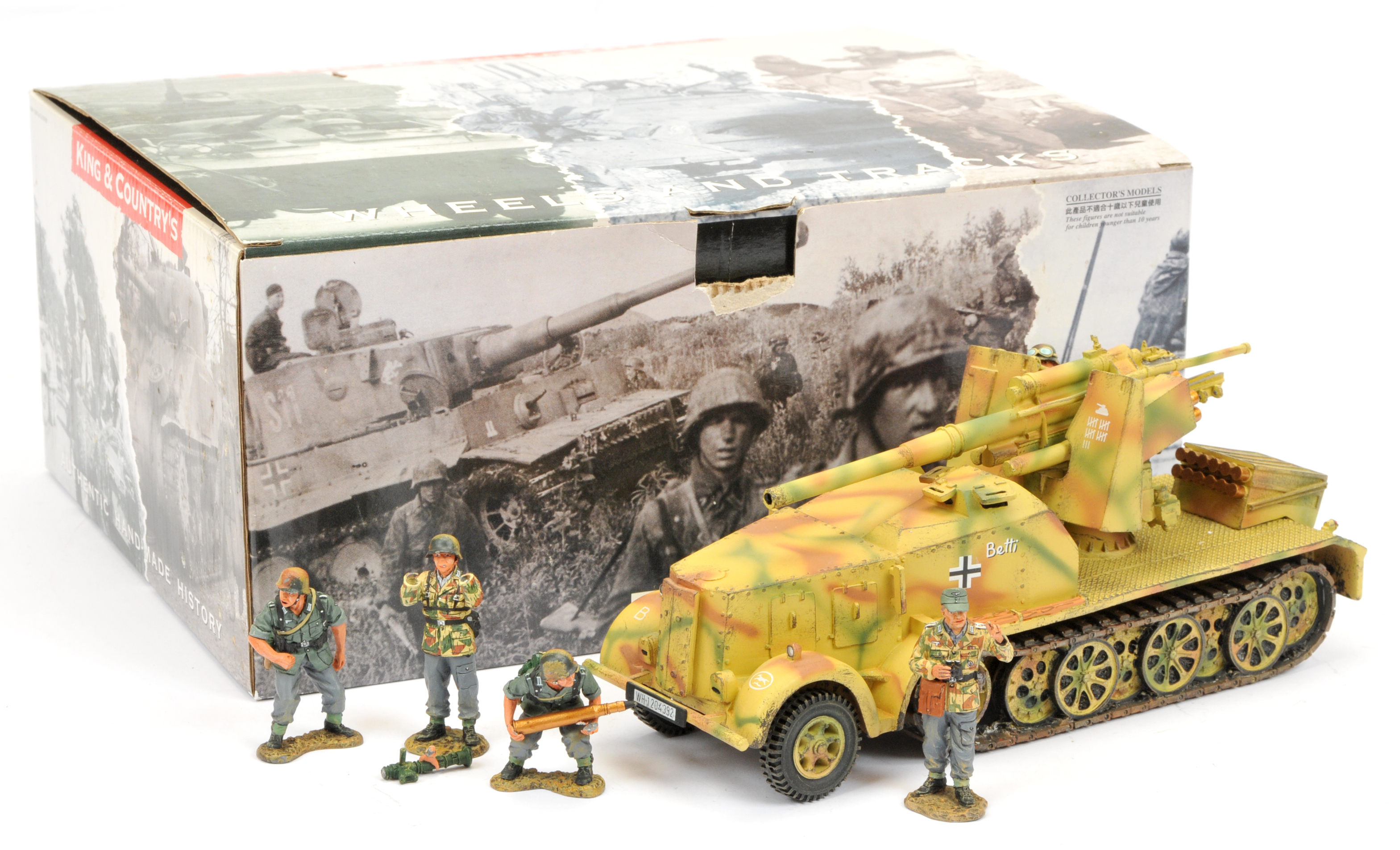 King & Country - W.W.II German Forces: Half Track Mounted 88mm Flak 18 with Crew Set WSS103