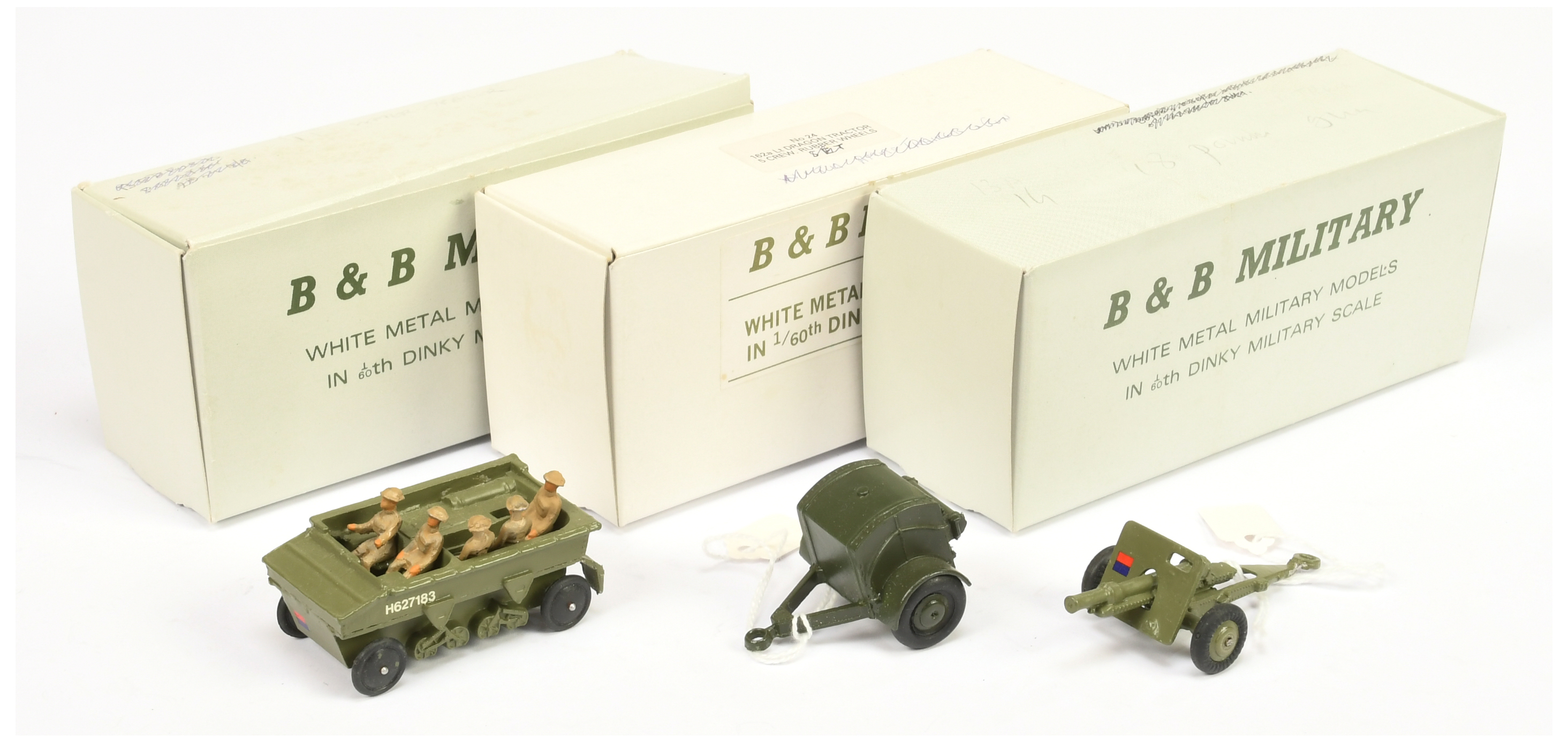 B & B Military  (Barnes & Buller)  1/60th scale Group of 3  (1) Dragon tractor with rubber wheels