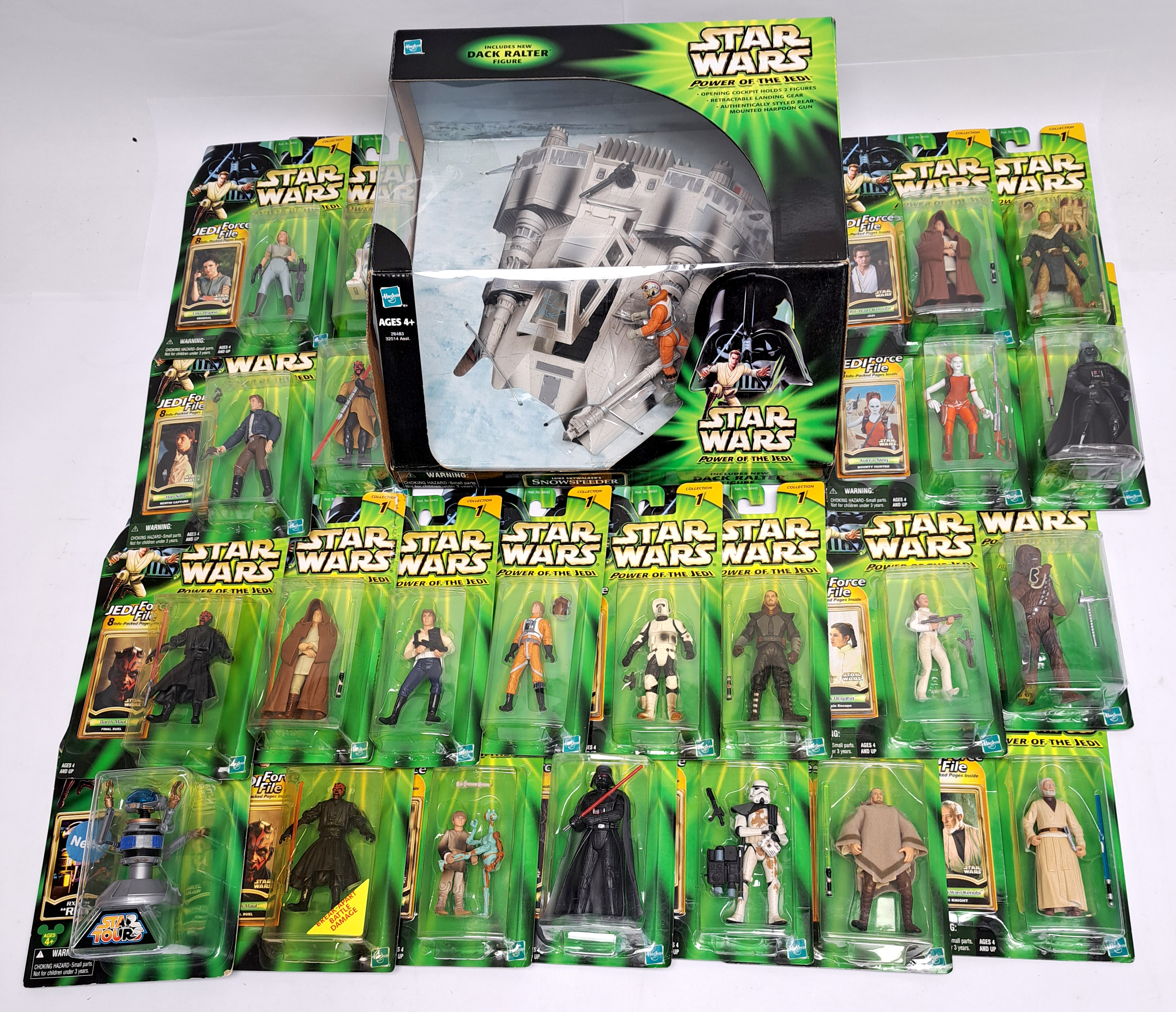Star Wars Power of the Jedi Snowspeeder and 22 sealed figures mixed lot sealed 