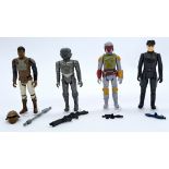 Kenner Star Wars Vintage figures Boba Fett, Imperial Commander, Lando Skiff, Zuckuss complete. Go...
