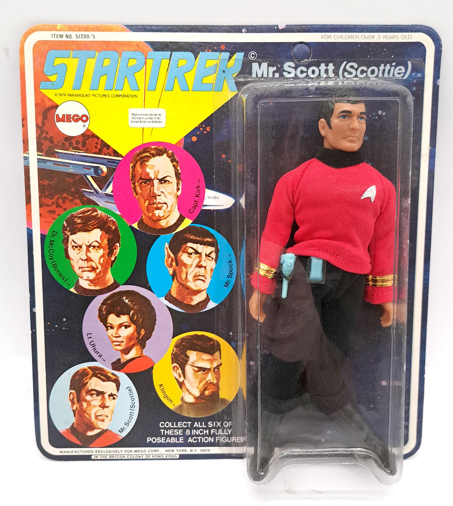 1974 Mego Vintage Star Trek Mr. Scott (Scottie) 8" Action Figure. 