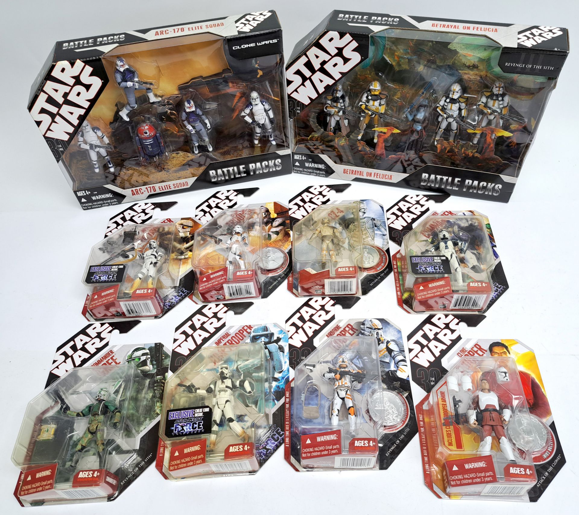 Hasbro Star Wars 30th Anniversary Clone Trooper Battle Packs and Carded figures. Near Mint to mint. 