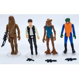 Kenner Star Wars Vintage figures Han Solo (big head), Chewbacca, Walrusman and Hammerhead. Near m...