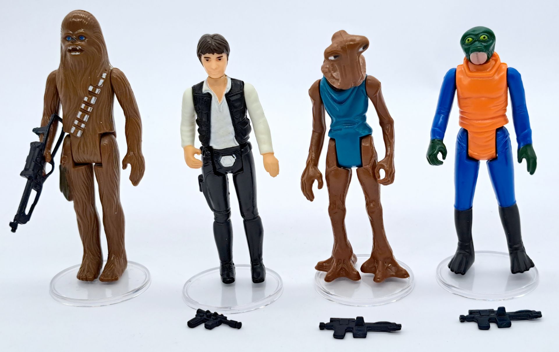 Kenner Star Wars Vintage figures Han Solo (big head), Chewbacca, Walrusman and Hammerhead. Near m...