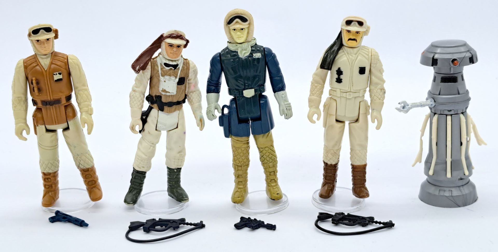 Kenner Star Wars vintage figures FX-7, Hoth Han, Luke, Rebel Soldier & Commander. Good to excellent.