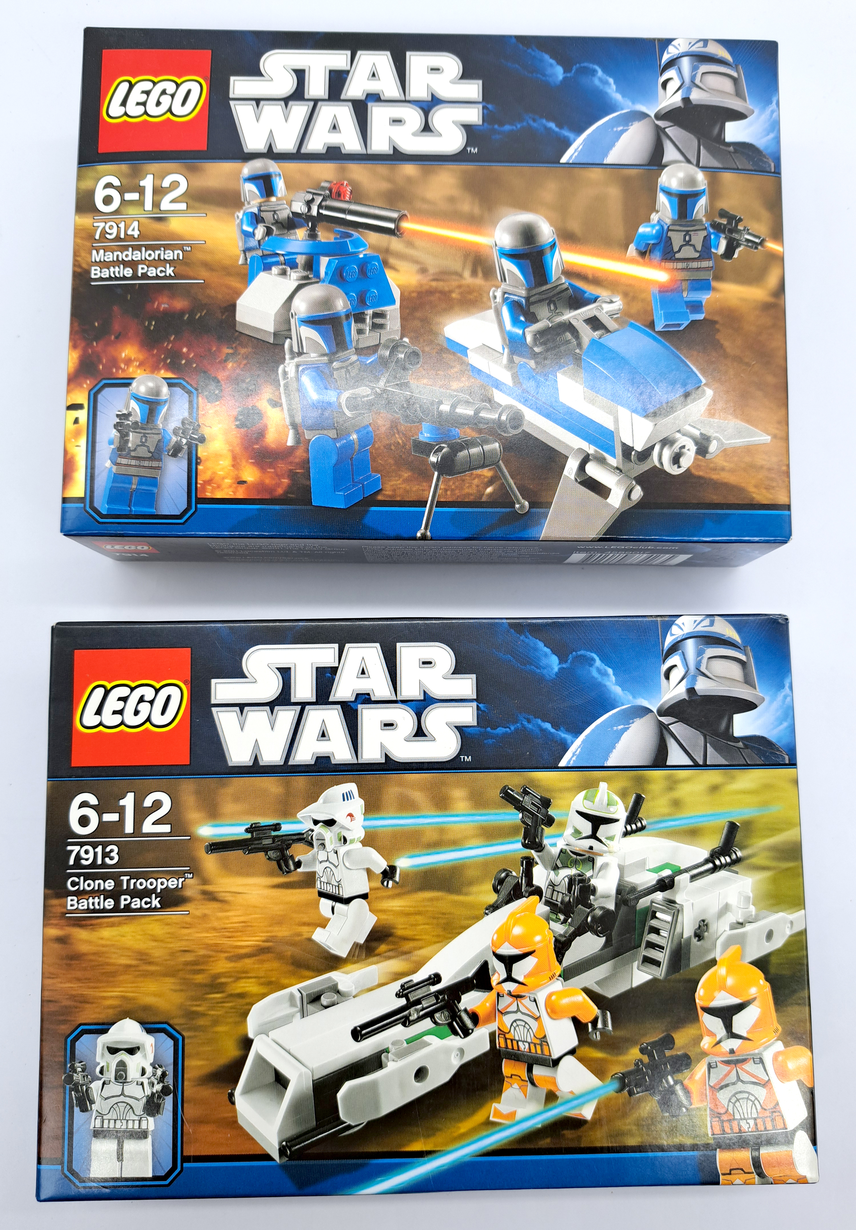 Lego Star Wars 7913 Clone Trooper Battle Pack & 7914 Mandalorian Battle Pack. Near mint to mint 